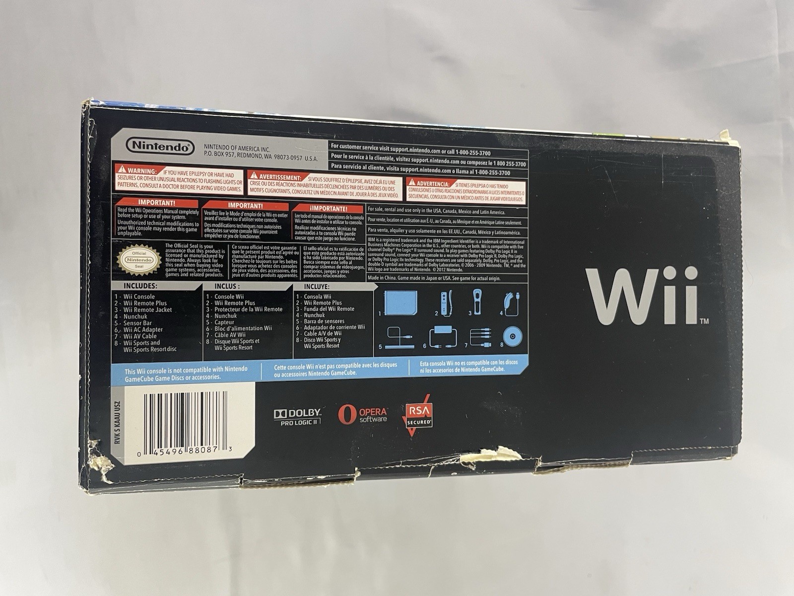 Nintendo Wii Black Console Wii Sports & Resort Bundle Complete In Box (Tested)