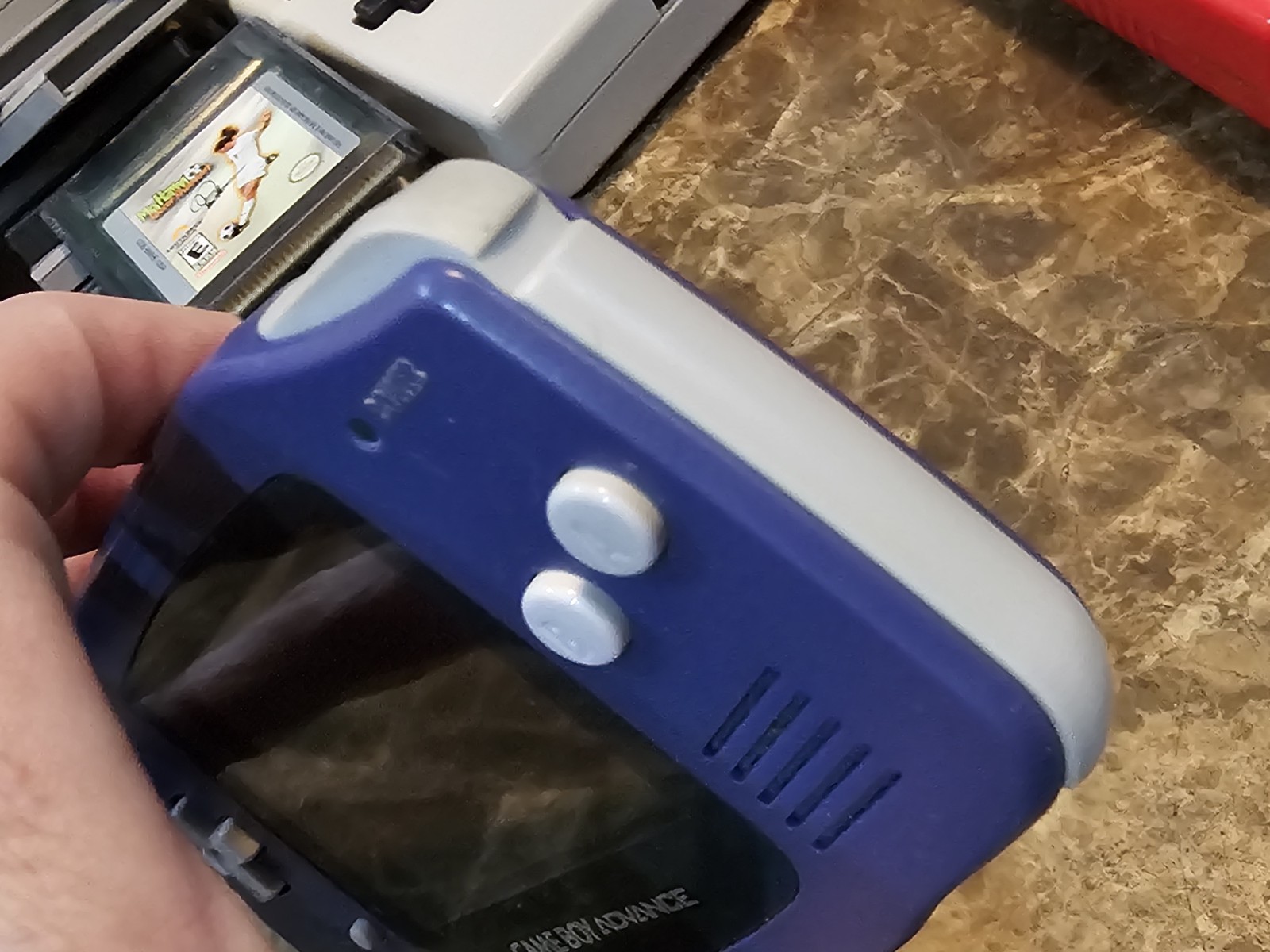 Nintendo Gameboy Advance Indigo Purple AGB-001 Handheld W/6 Games Lord Of Rings
