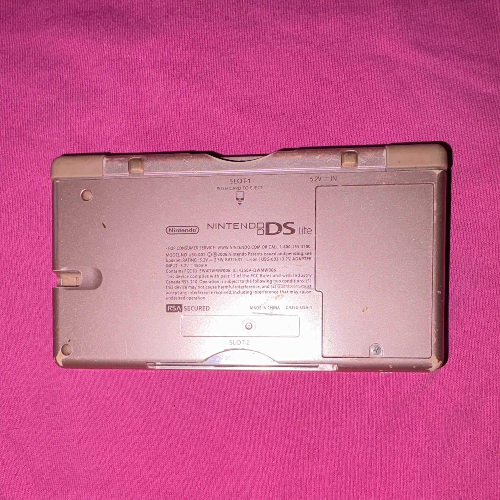 Nintendo DS Lite Pink Handheld System Console w/ Headphone Jack USG-001