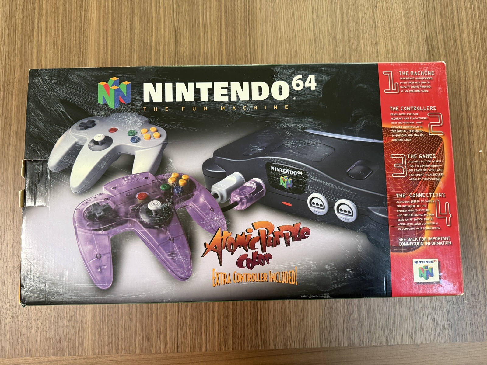 Nintendo 64 N64 Console Complete In Box CIB W/ Atomic Purple Controller Tested