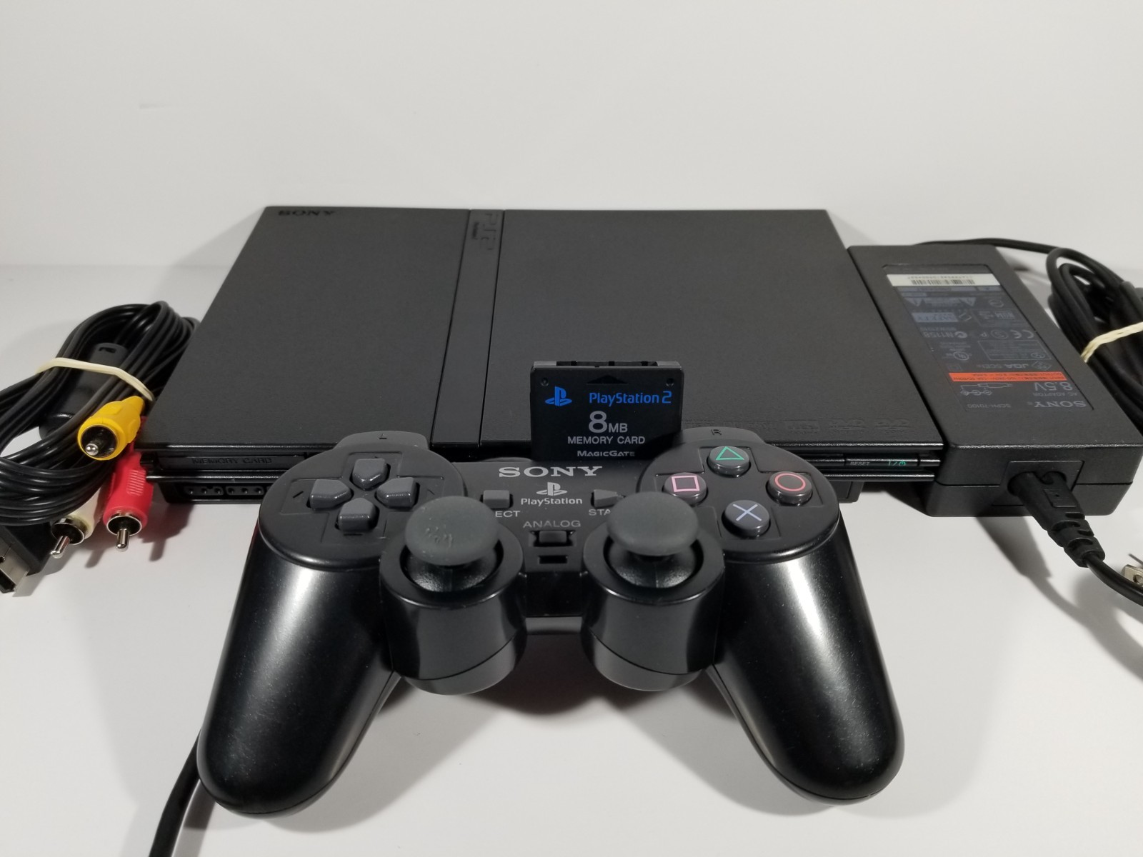 ¤ Sony PlayStation 2 Slim Black SCPH-77001 Console ¤ PS2 W/ Controller All Wires