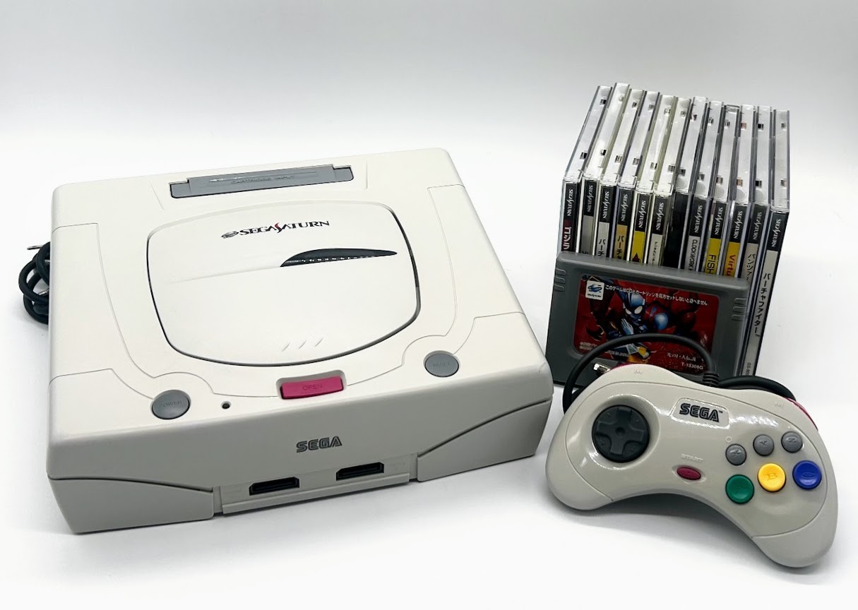 Sega Saturn Console HST-3220 Bundle 12 Games Ultraman No Manuals Case Wear #521