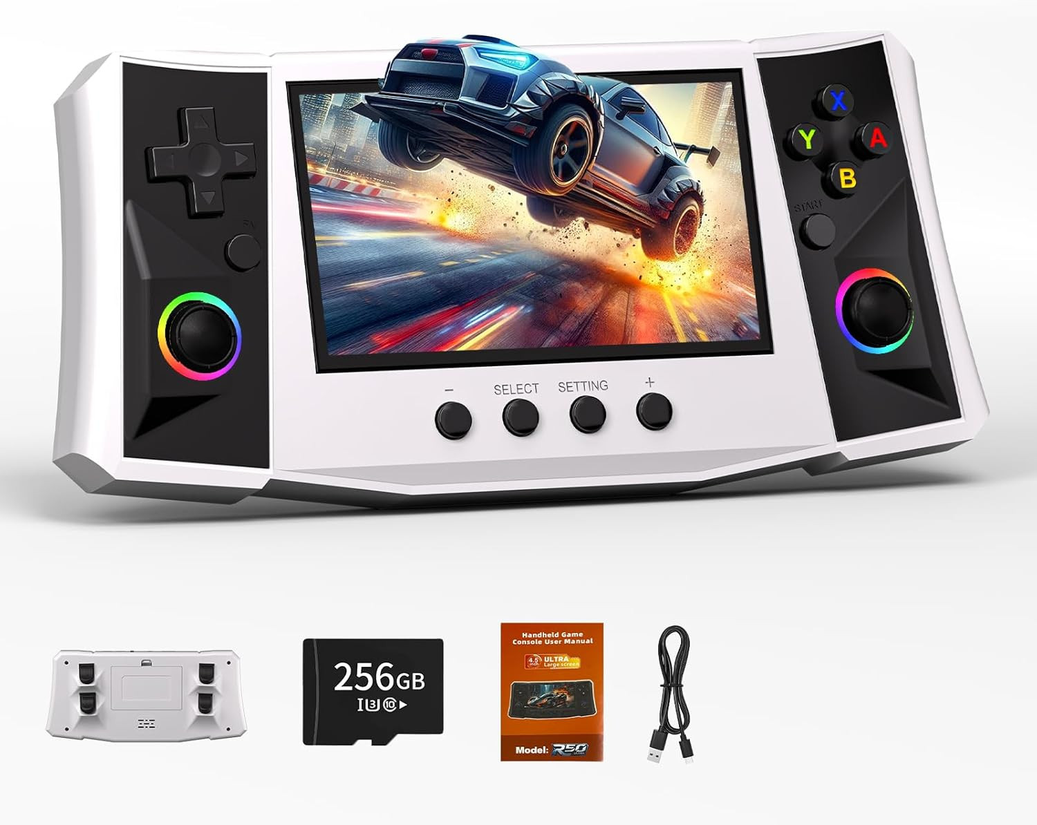 【50000 in 1】 R50 Ultra Handheld Game Console 4.5 Inch IPS Screen Mini Retro Cons