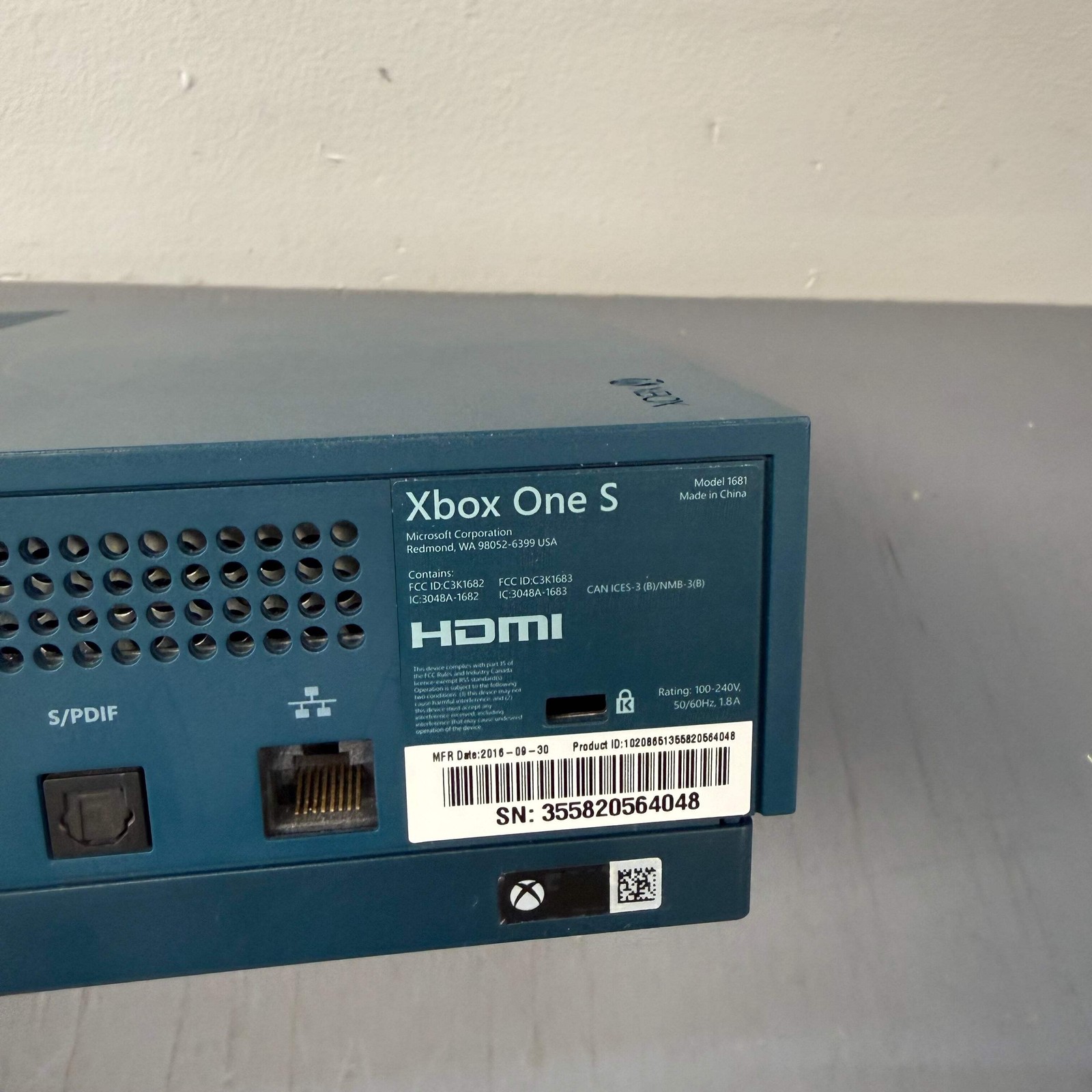 Microsoft Xbox One S 500GB Console Gaming System Only Deep Blue 1681