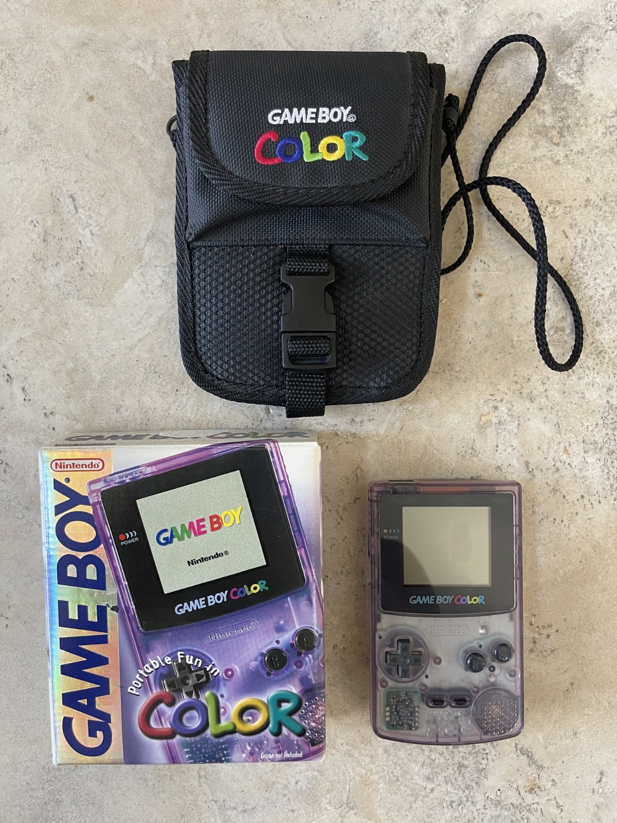 Nintendo Gameboy Color GBC Atomic Purple CGB-001 Handheld System Complete in Box