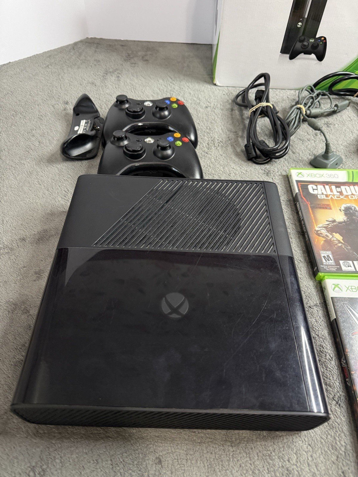 Microsoft Xbox 360 E 250GB Console W/ Original Box Games OEM Controllers Tested