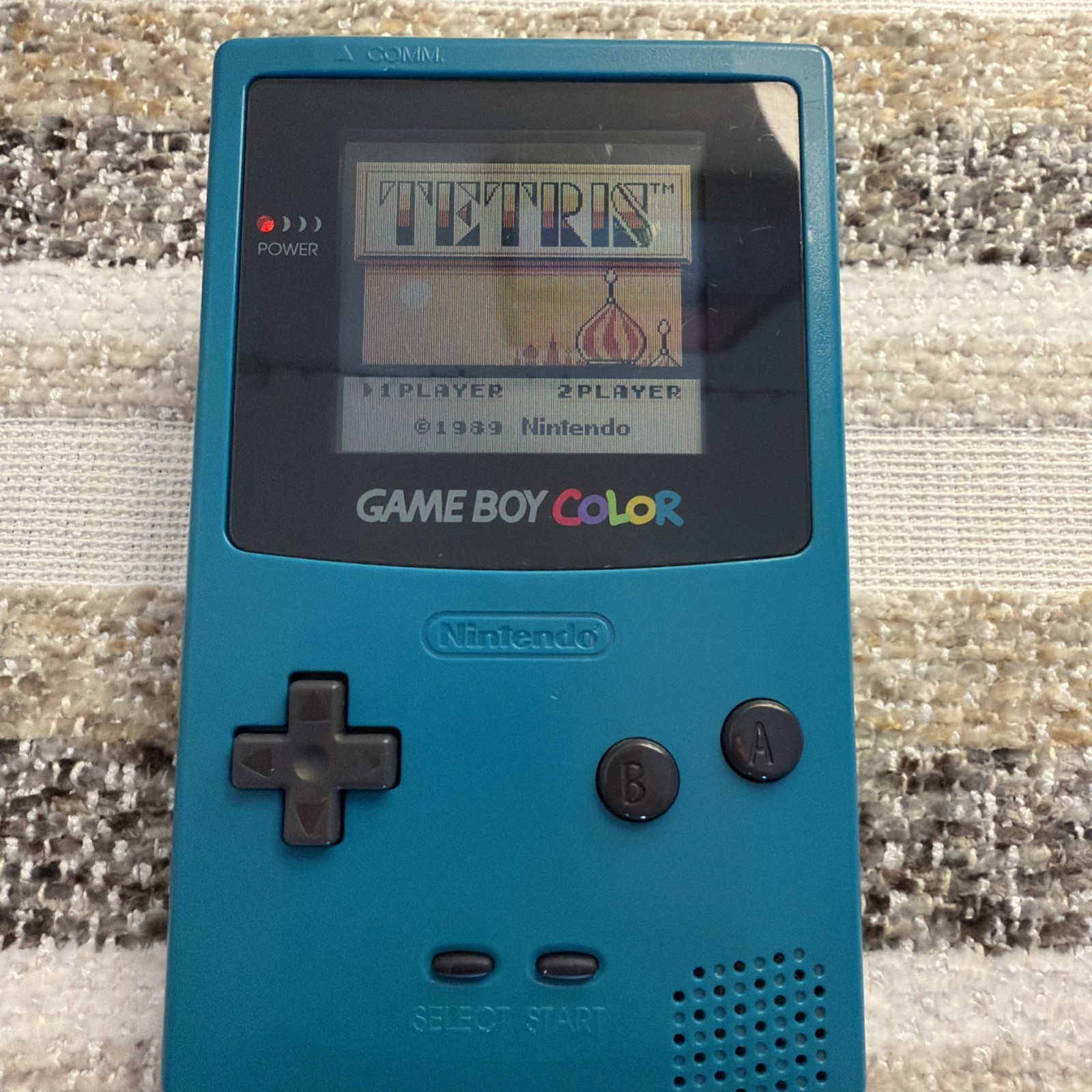 Nintendo Game Boy Color Game Console – Teal – CGB-001 w/ Tetris Cartridge Bundle