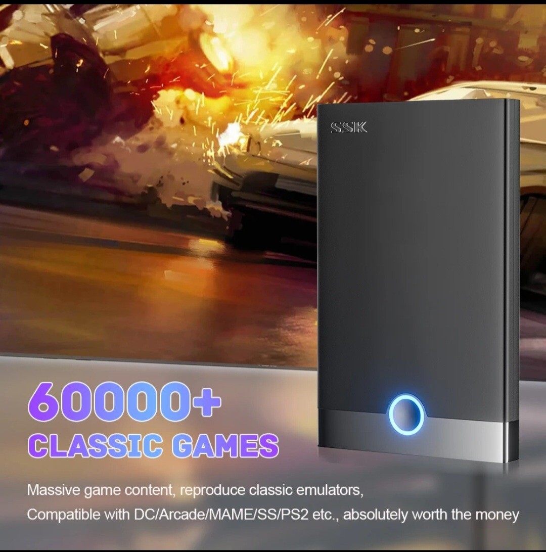 Retro Game Console 500gb HDD – External Gaming Hard Drive w/ 60000+ Video Games
