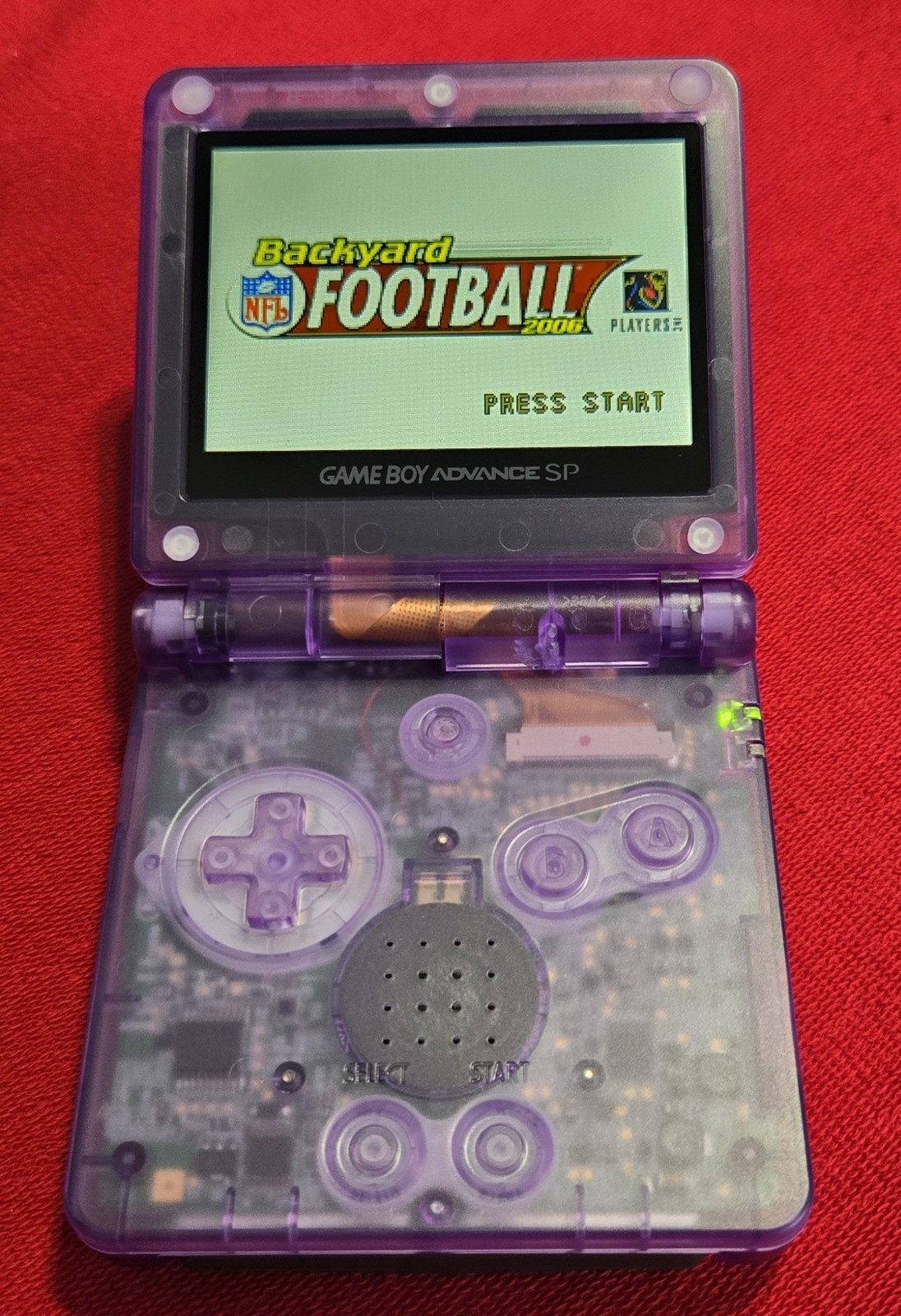 Clear Purple GameBoy Advance SP – IPS Bright LCD + USB-C Charging + New Battery