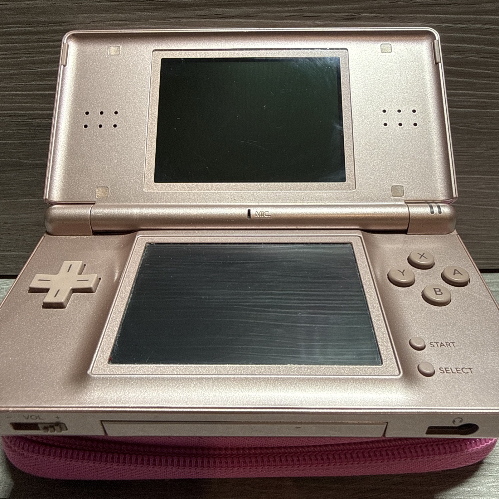 Nintendo DS Lite with Case USG-001- Metallic Rose Tested Works – No Charger!