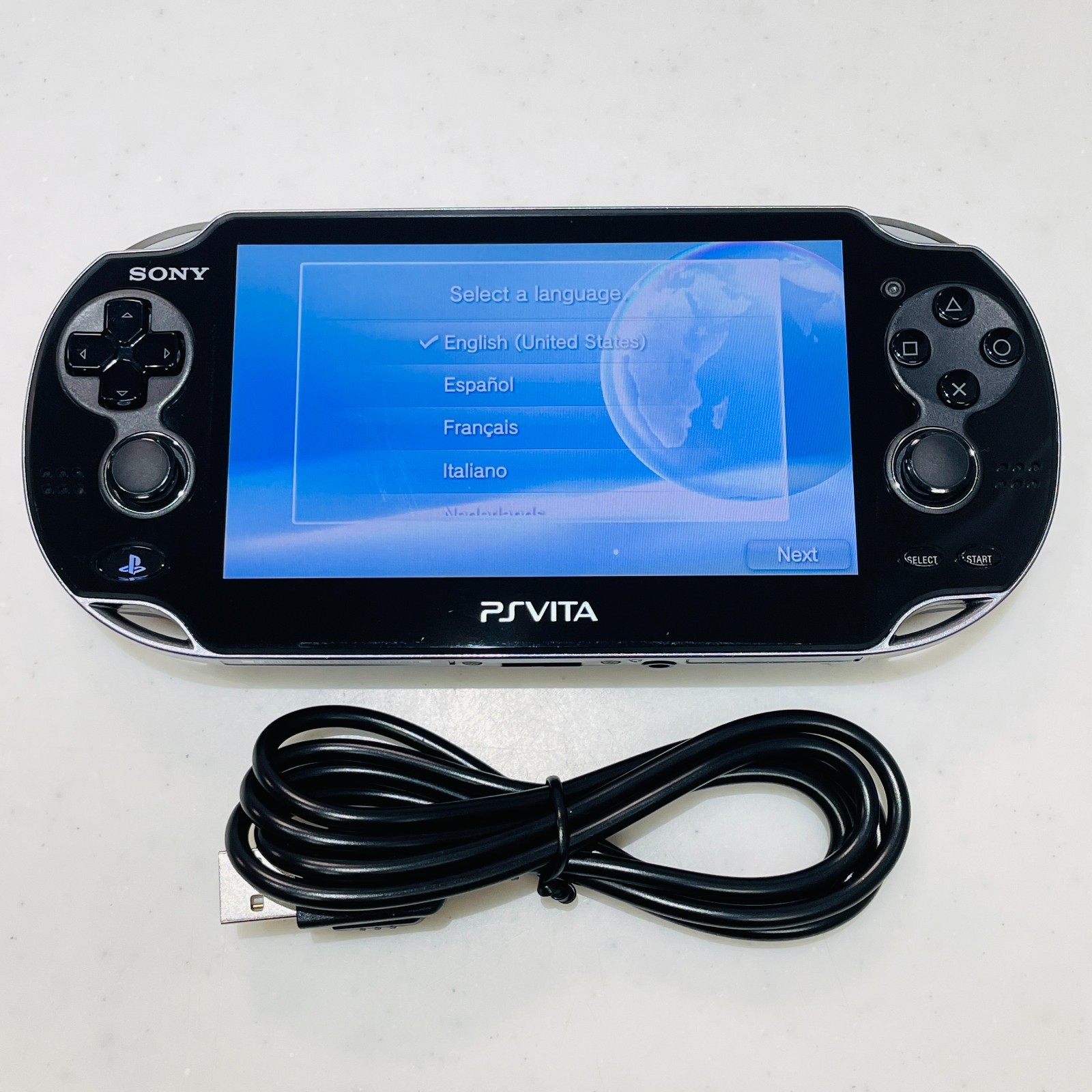 PS Vita Fat 1000 1100 OLED Crystal Black Console USB Charger Select Memory Card
