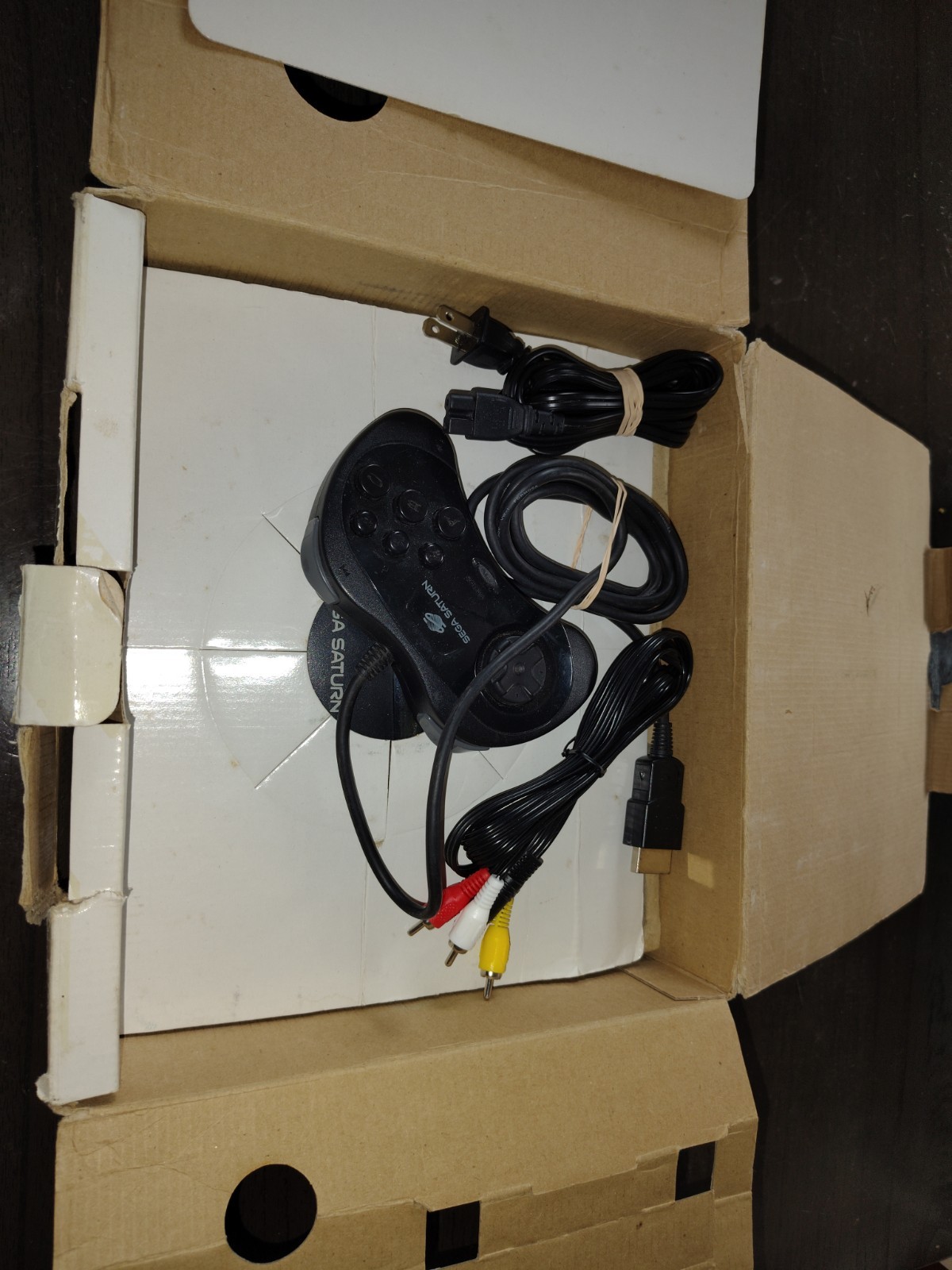 🔥Sega Saturn Black Game Console W/ Box & Controller + Sampler Disc _Works!