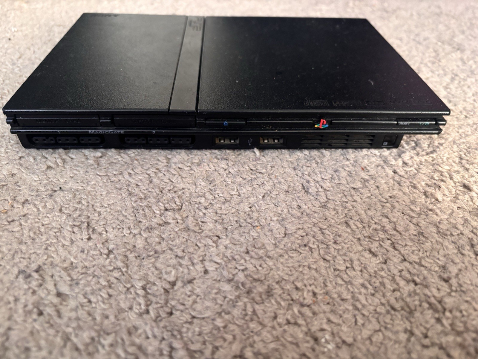 Sony PlayStation 2 Slim SCPH-75001 NTSC-U/C Black Bundle w/ 2 Controllers