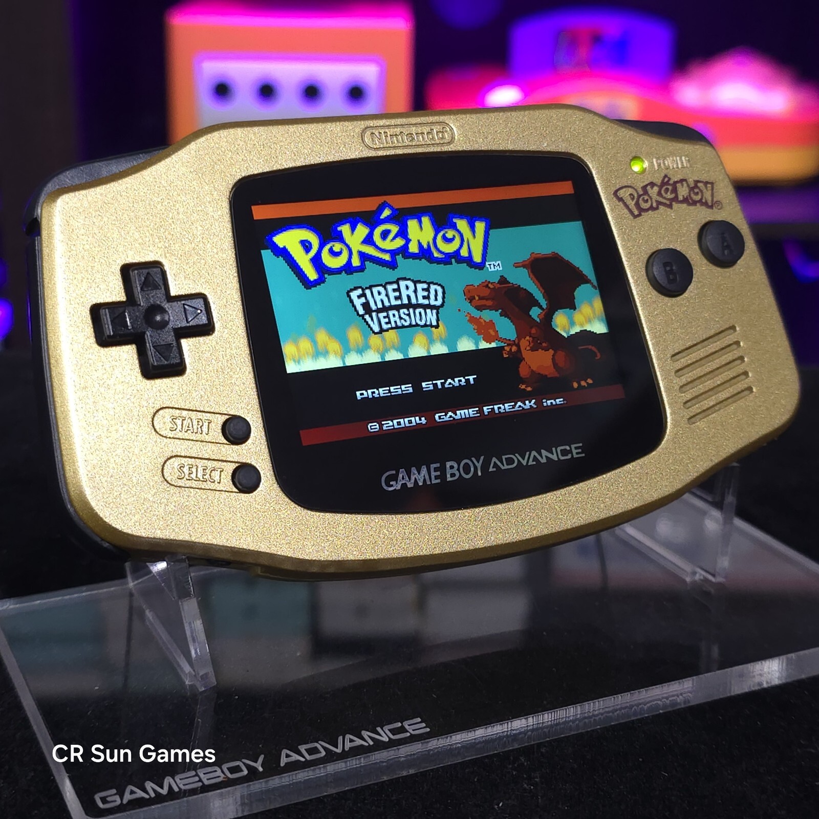 Gold Pokemon Game Boy Advance GBA Console with iPS V5 Backlight Backlit LCD MOD