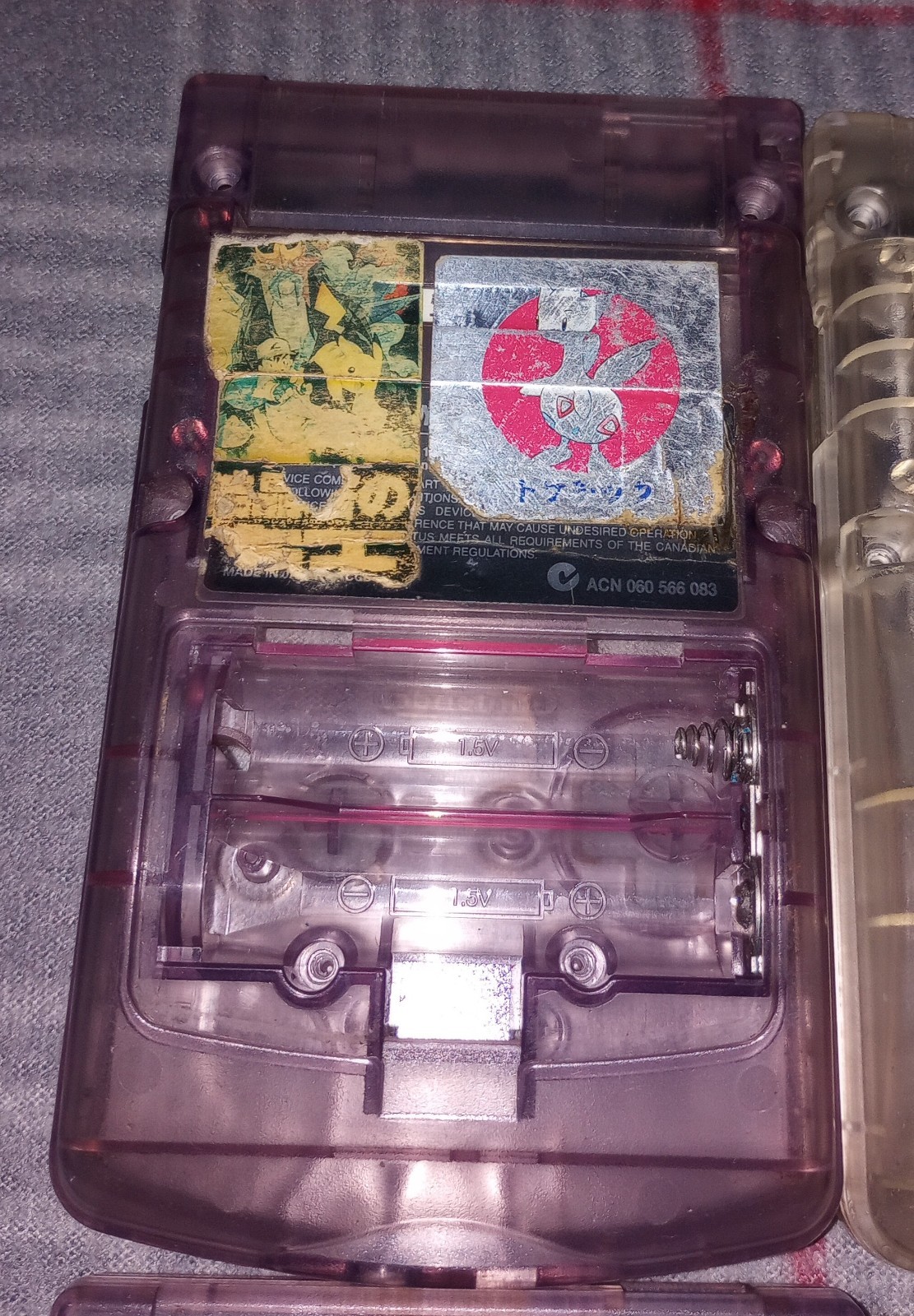 Nintendo Game Boy Color Console Shell Only Clear Lot Of 8. Pokemon Stickers.