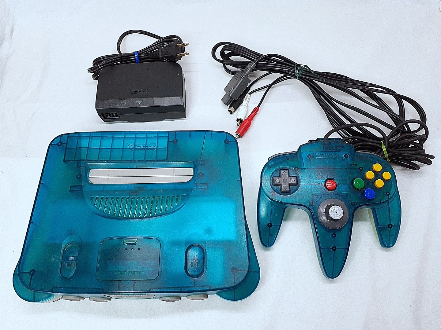 Nintendo 64 Clear Blue Console S-video cable set Region Free N64 Tested