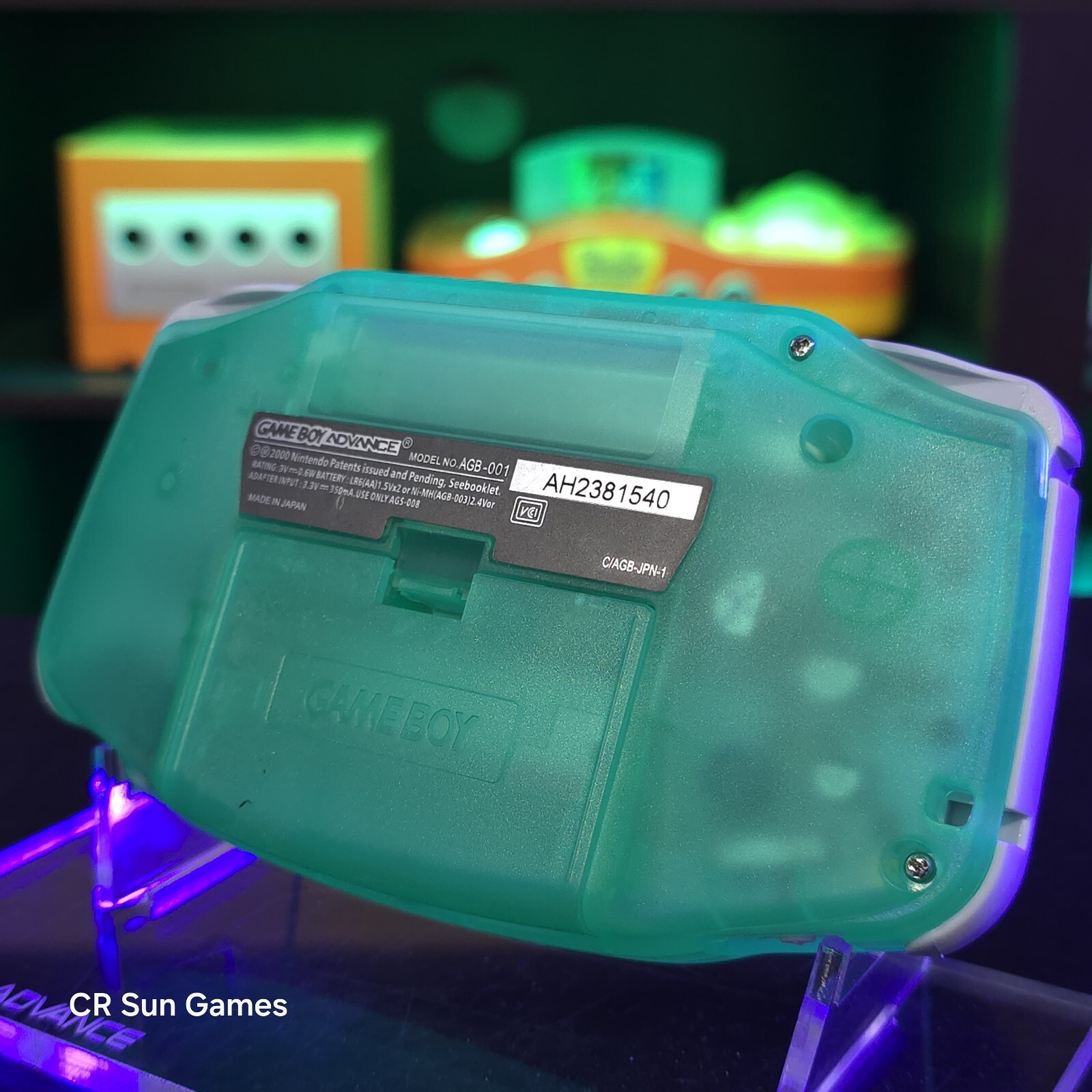 Teal Glow In The Dark GameBoy Advance GBA Console with iPS Backlight LCD MOD