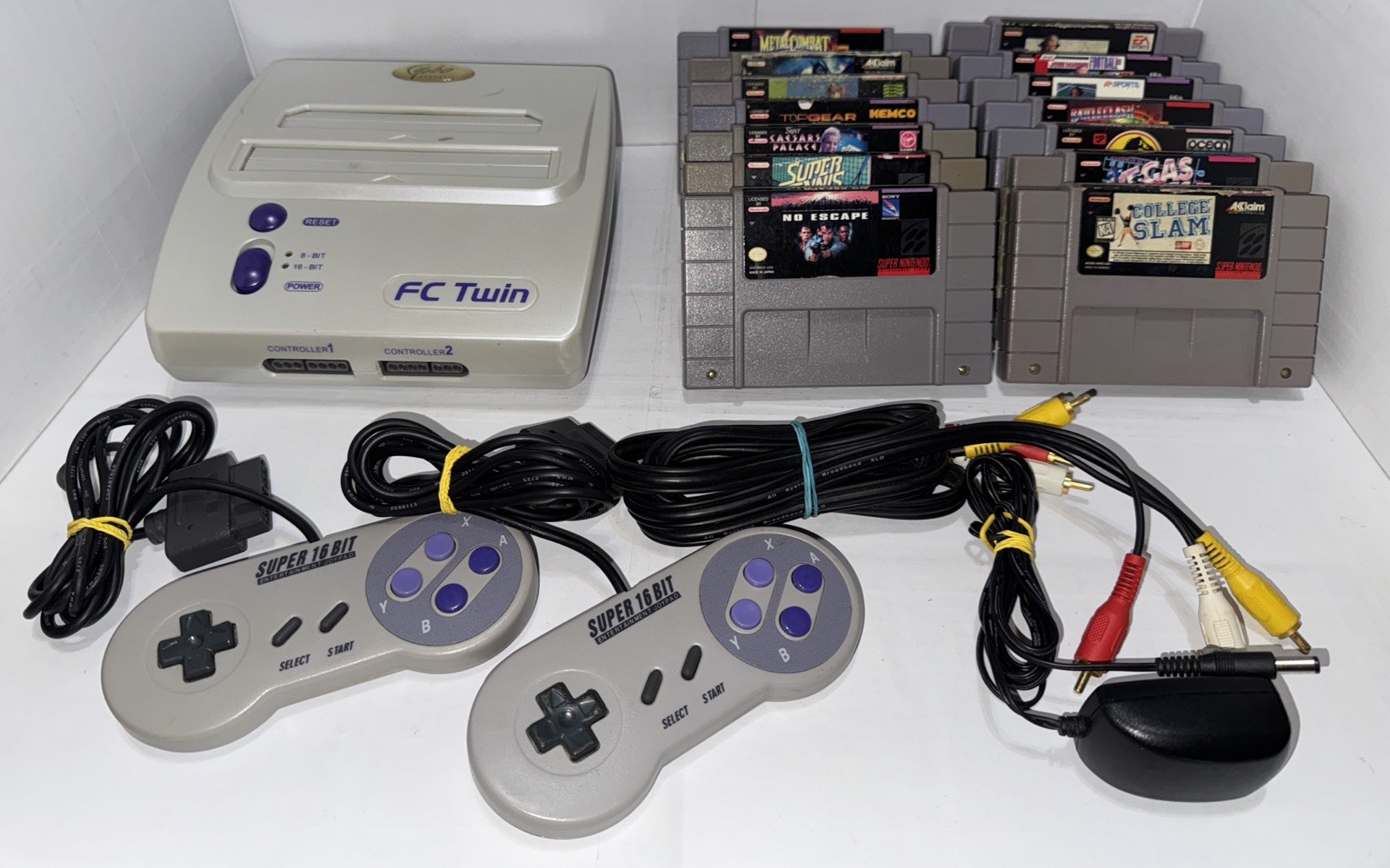 Yobo FC Twin SNES Console 2 Player Bundle w/ 14 Genuine Nintendo Games Plug Play