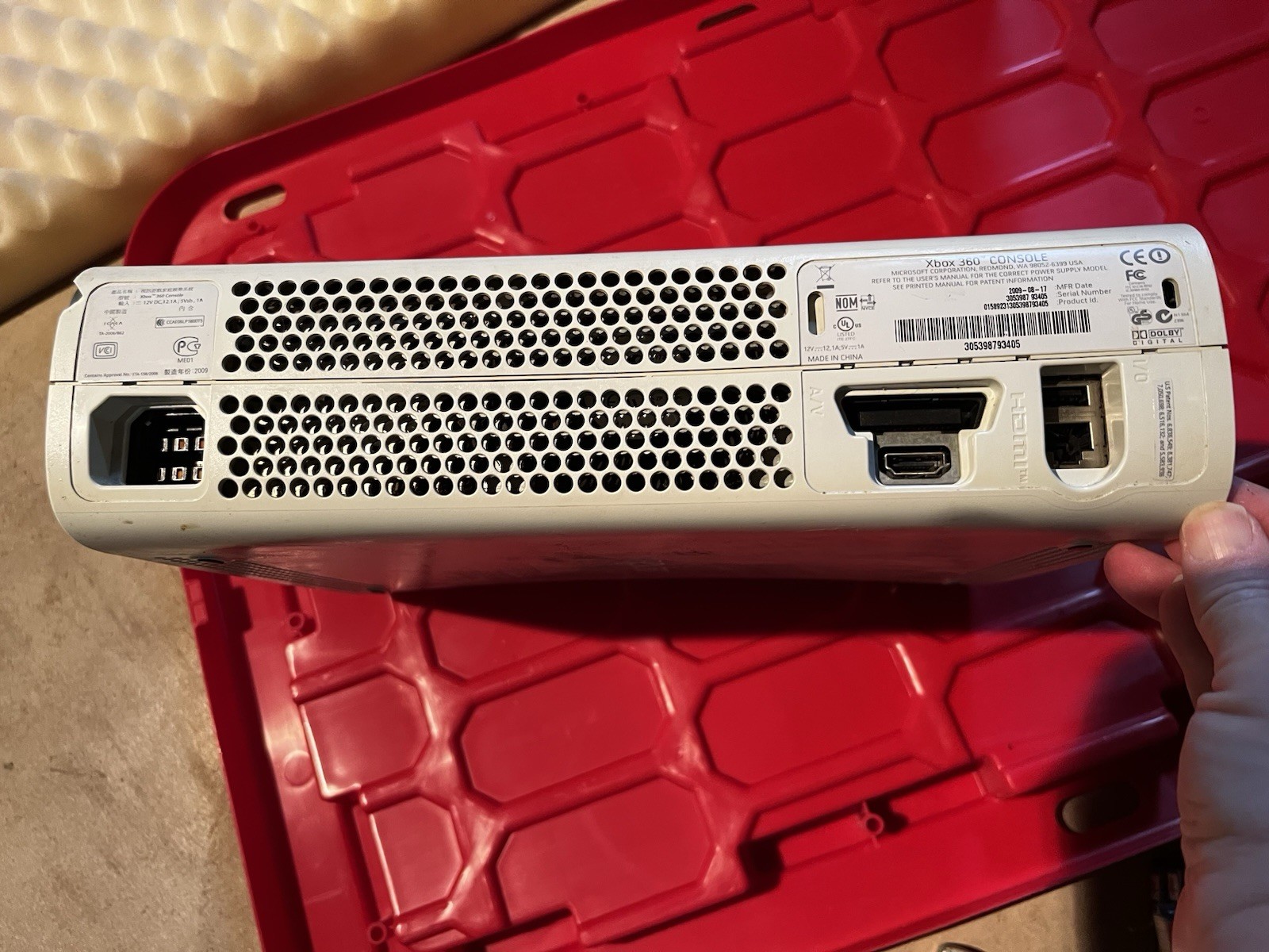 Microsoft Xbox 360 White Console Dolby Digital HDMI AV 2009 Model X819627-005