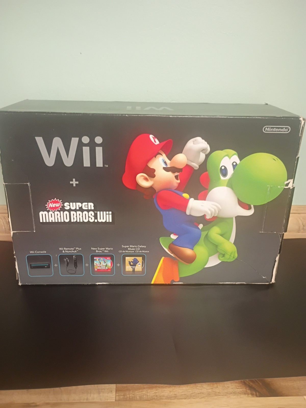 Nintendo Wii Black Holiday Bundle with Super Mario Bros. – New Open Box *Read*