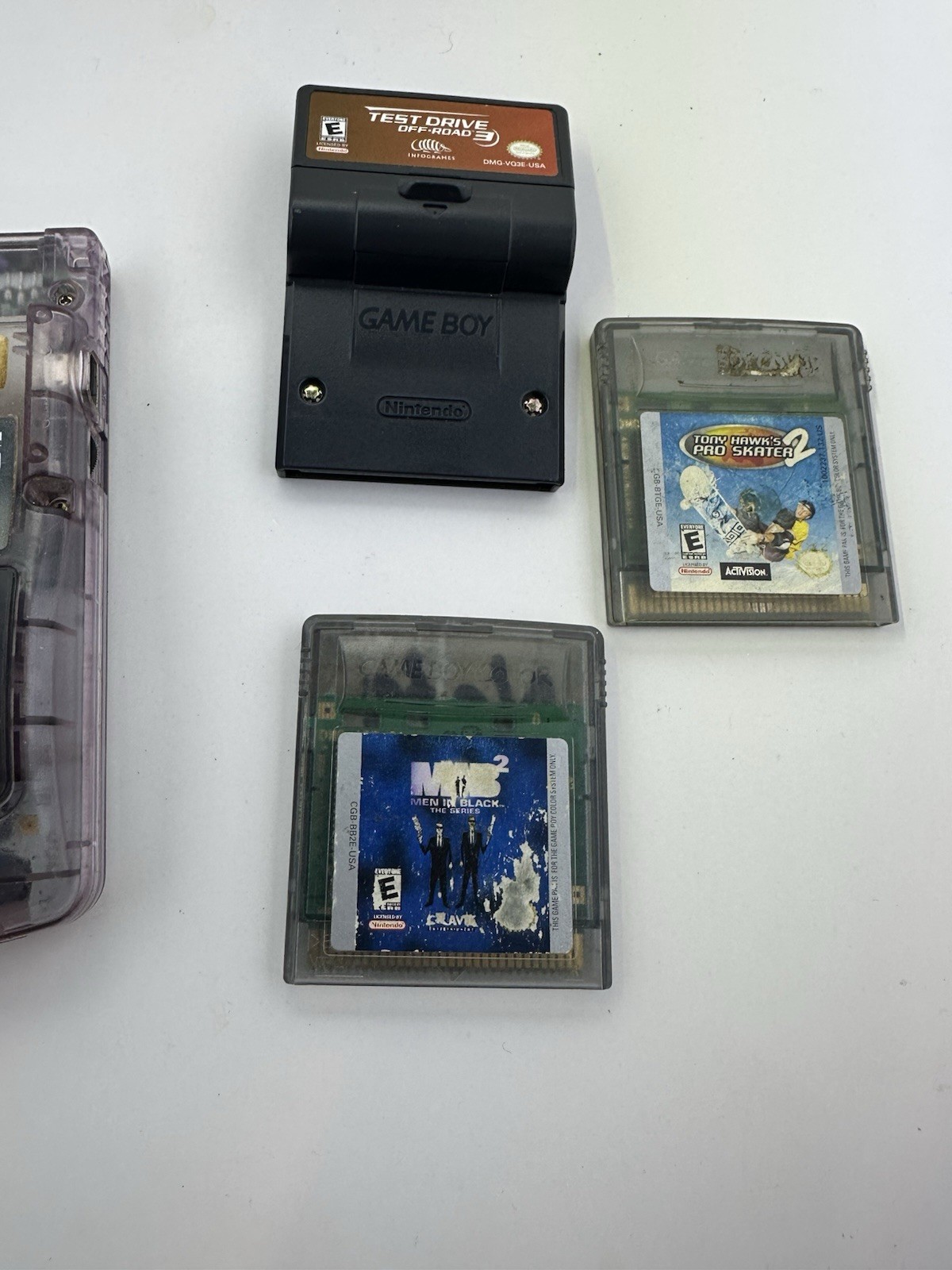 Nintendo GameBoy Color Atomic Purple W 3 Games Tony Hawk Men In Black Test Drive