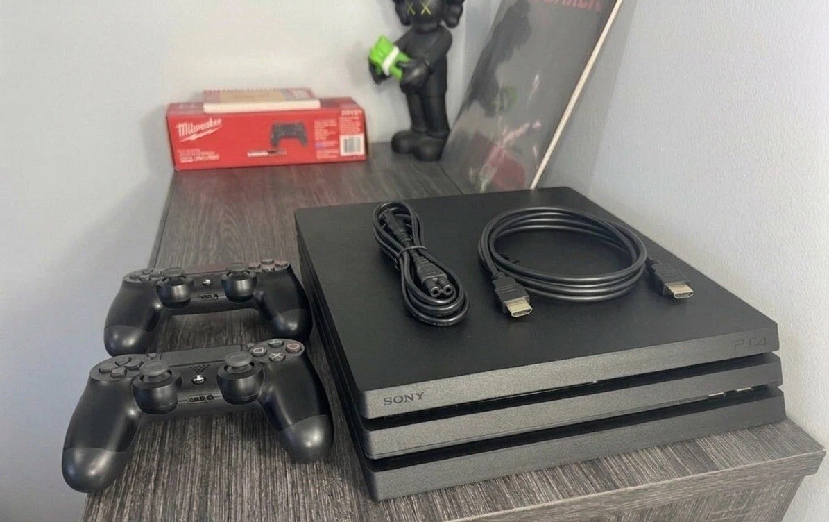 Sony PlayStation 4 Pro 1TB Console Bundle 2 Controllers HDMI Power Tested PS4