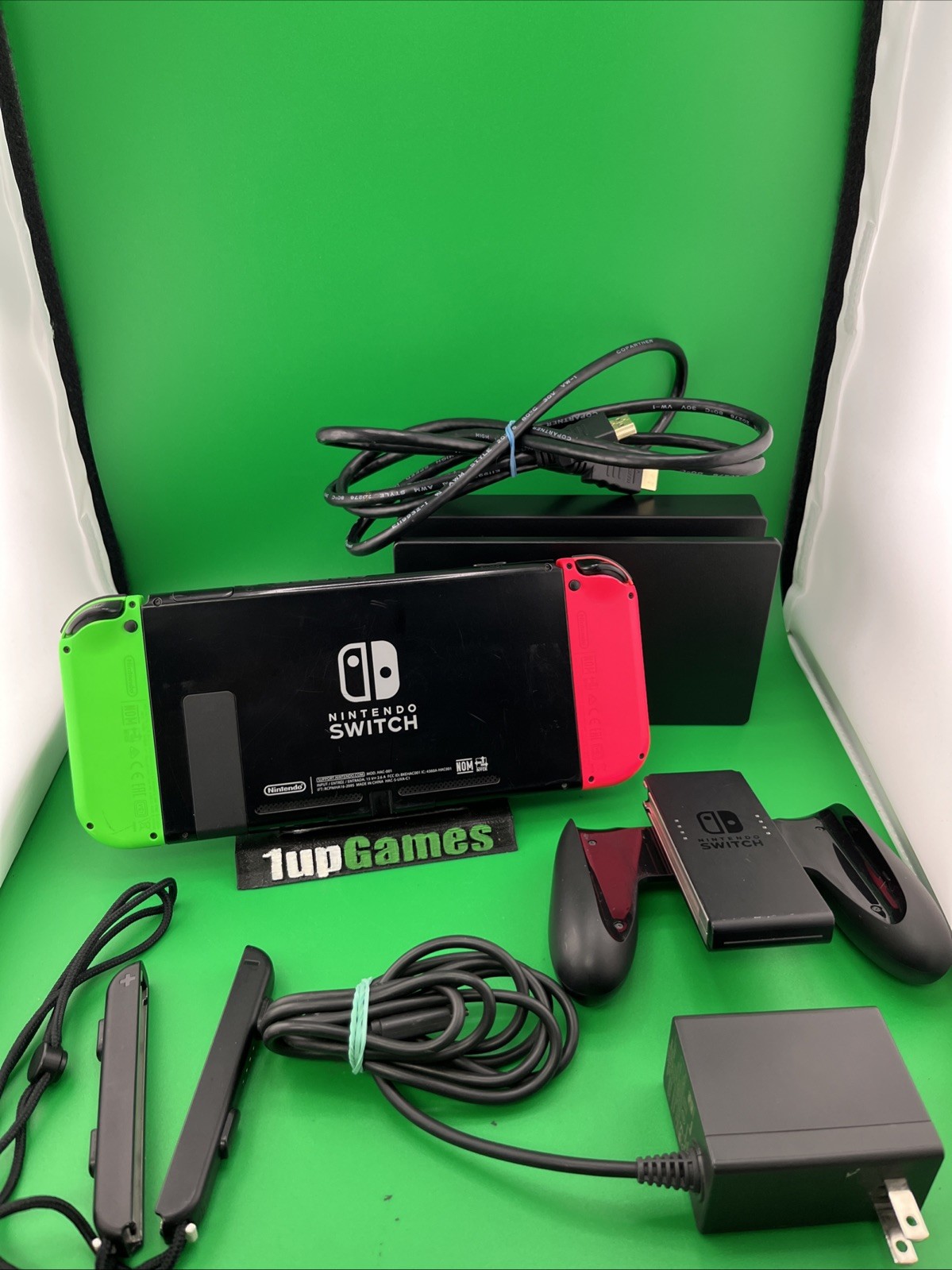 Nintendo Switch HAC-001 Console Black Neon Pink Neon Green W/ Charging Dock(T06)
