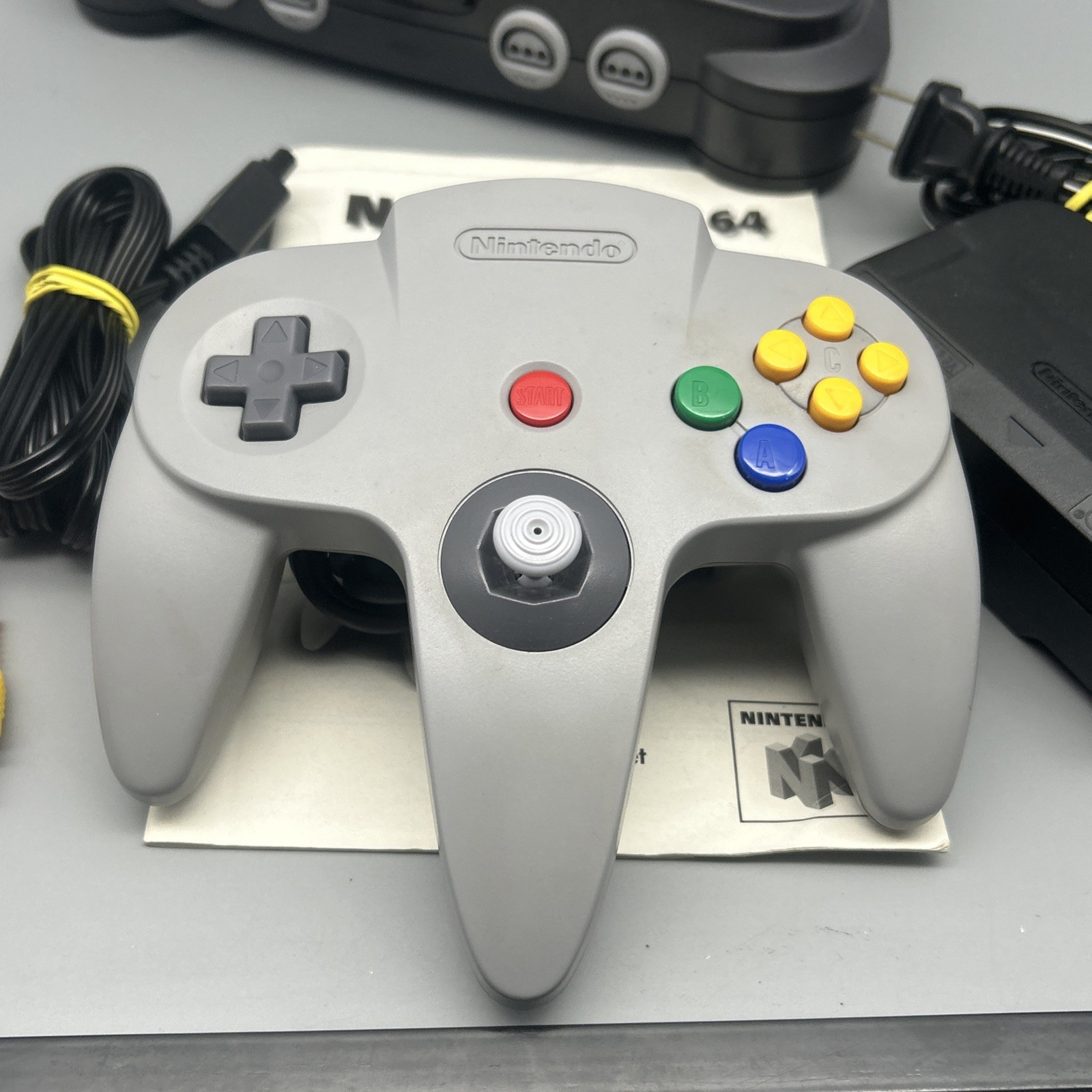 Nintendo 64 N64 System Console Gray Official Controller, Cables – Tested