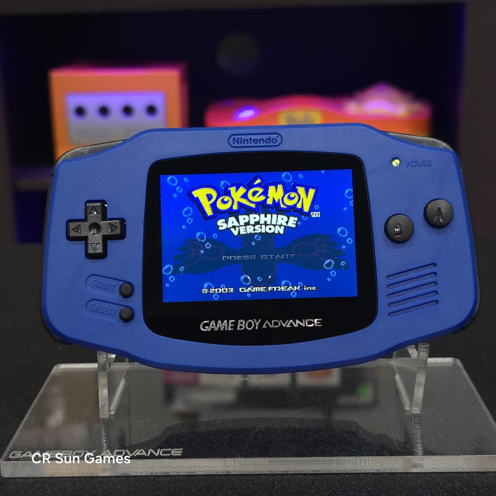 Blue Game Boy Advance GBA iPS V5 LCD USB-C 1800 mAh Rechargeable Battery