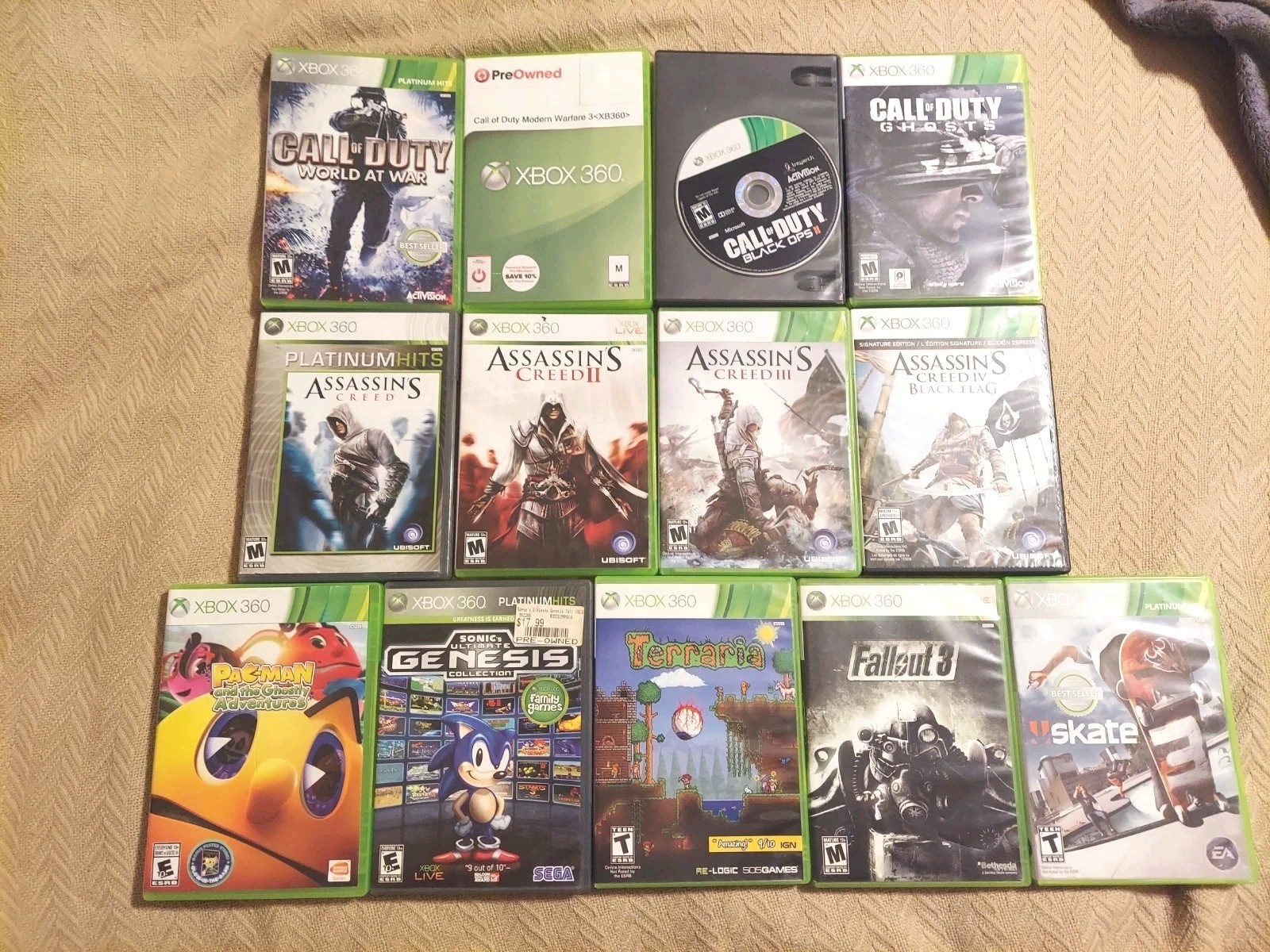 XBOX 360 S 1439 BLK 250 GB CONSOLE BUNDLE +26 GAMES/3-CONTROLLERS/WIFI ADAPTOR