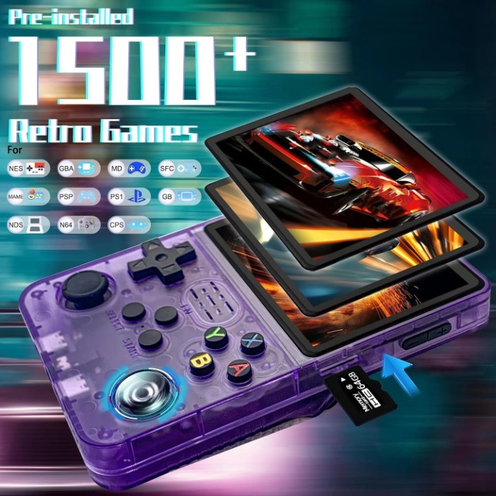 1500 Games Retro Classic R36 / HD 3.5 Inch IPS Screen 64Gb Portable Wi Fi