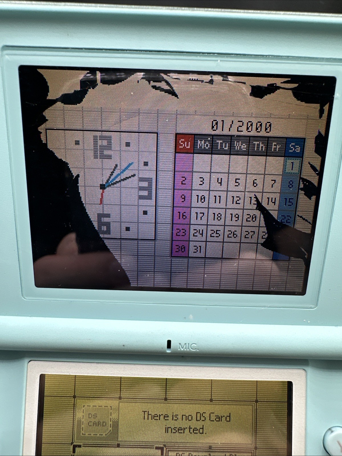 Nintendo DS Lite Console Ice Blue USG-001 Works Top Screen Smashed