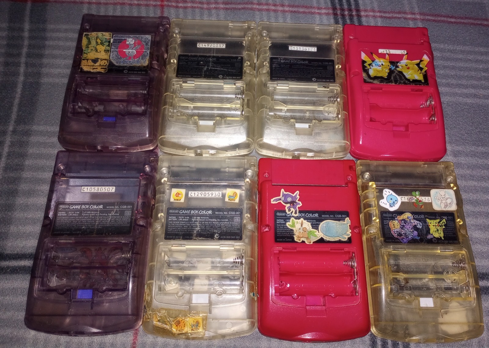 Nintendo Game Boy Color Console Shell Only Clear Lot Of 8. Pokemon Stickers.