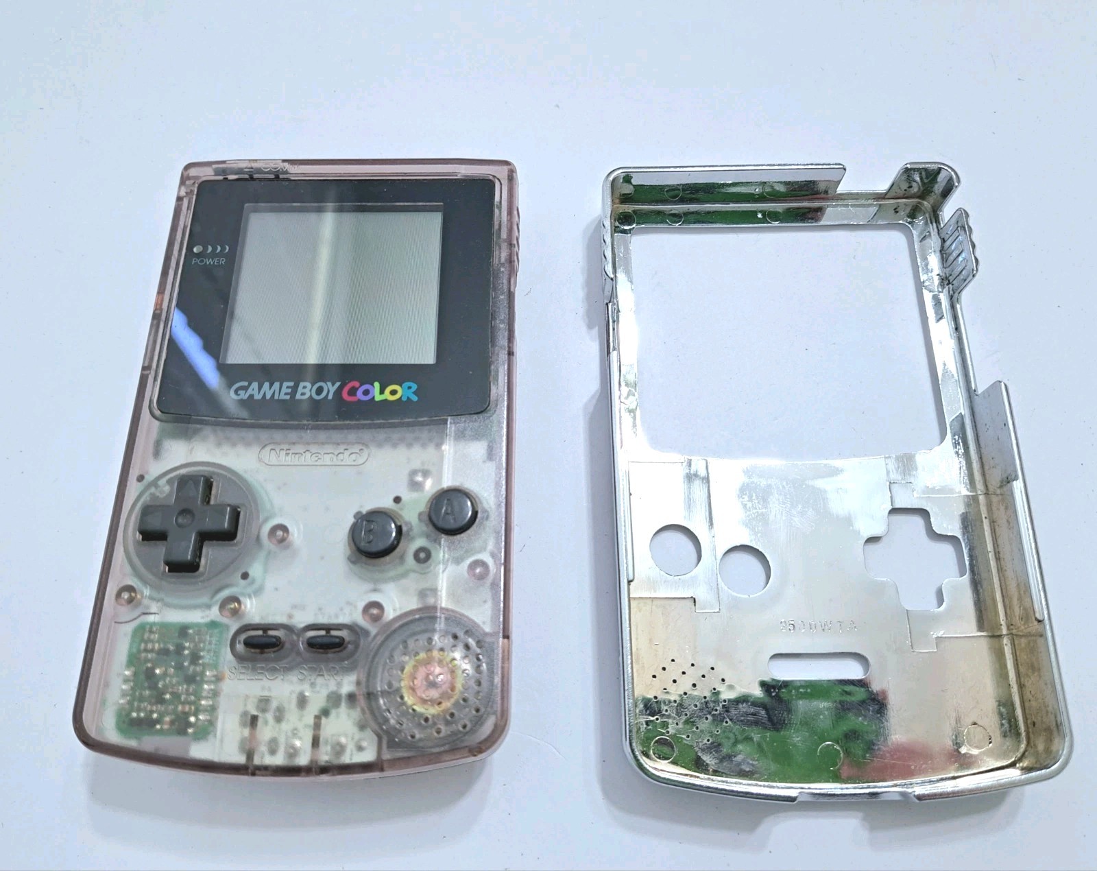 Nintendo Game Boy Color CGB-001 Clear Translucent Handheld Console Chrome Cover