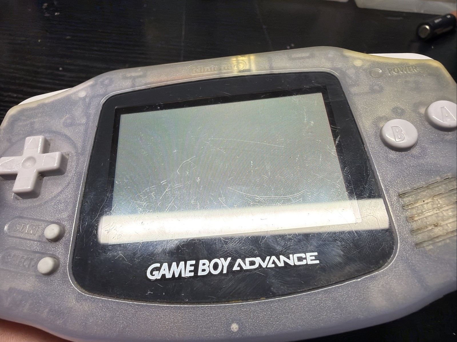 Nintendo Game Boy Advance Console System Clear Glacier Works No Battery Cover