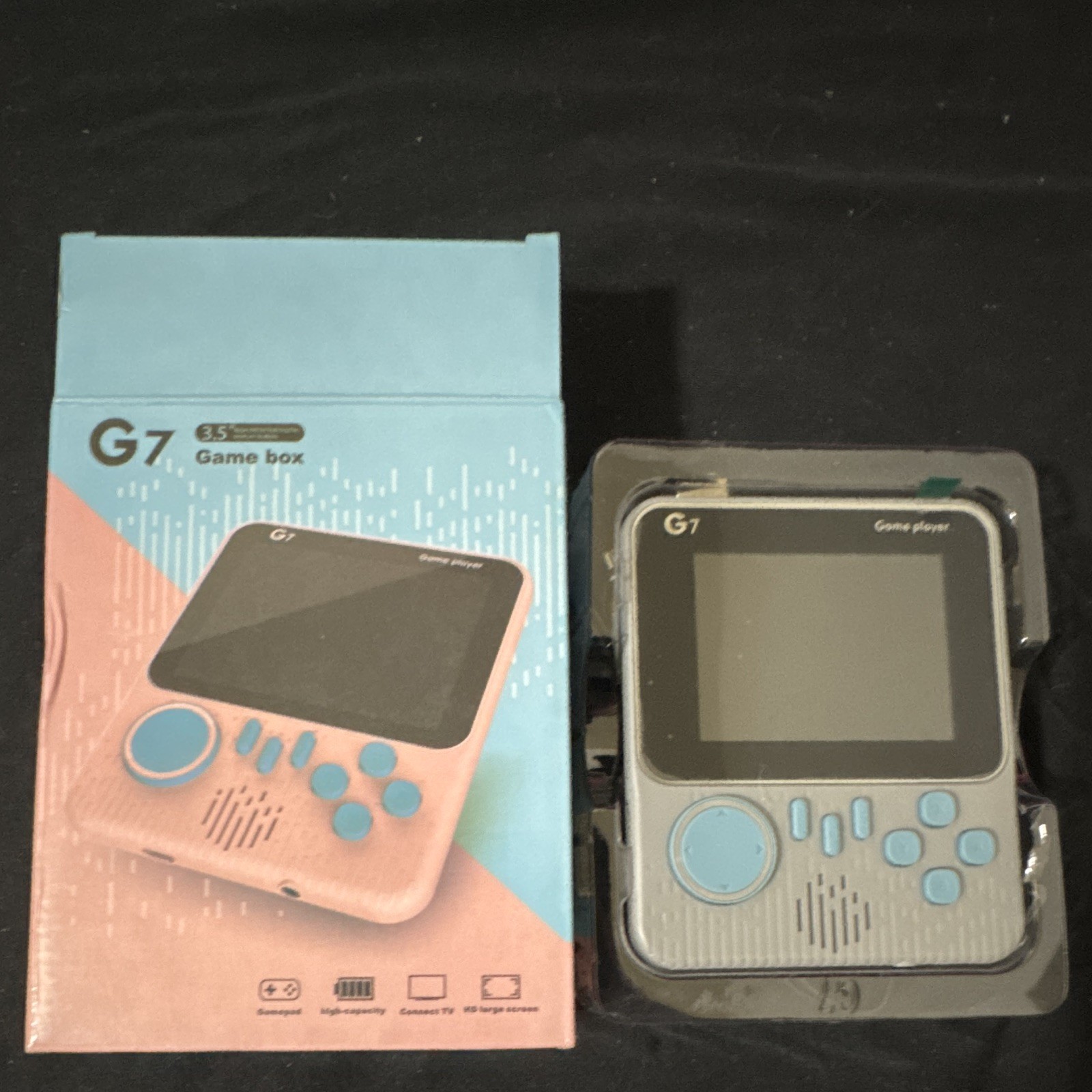 665Games Box G7 Handheld Game Console 3.5″ Hd Screen Blue Connect Tv