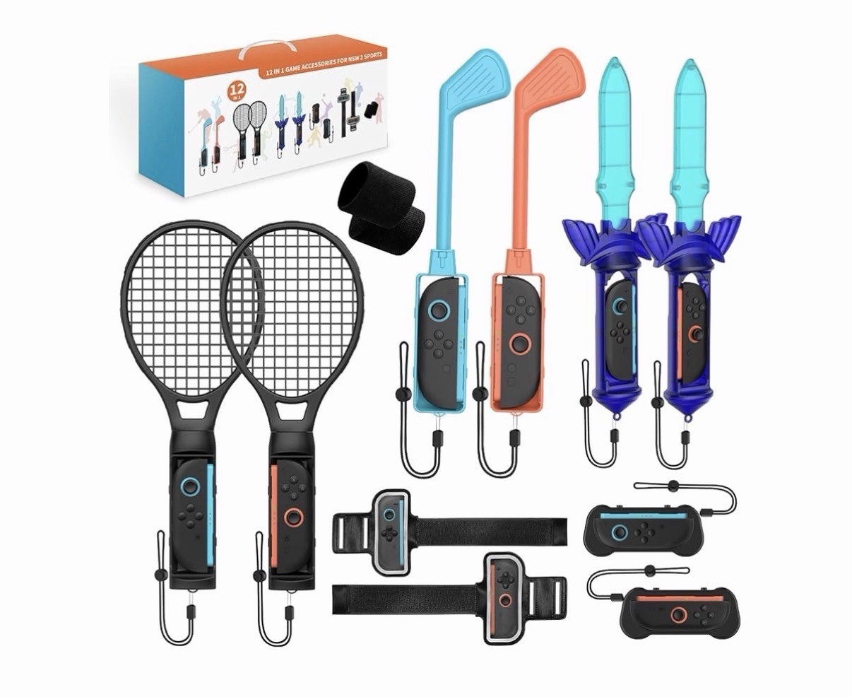 New In Box 12 IN 1 GAME ACCESSORIES BUNDLE FOR NINTENDO SWITCH 2 SPORTS