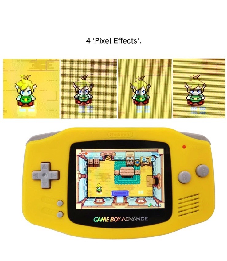 Gamboy Advanced Midnight Black: Model AGB-001 w/Backlit Screen IPS V5 Working