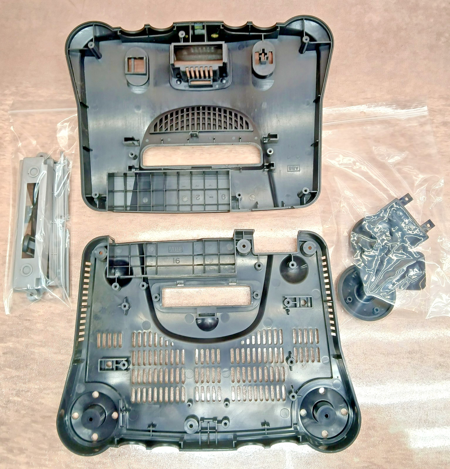 Nintendo 64 Clear Blue Re-Shell Console Bundle OEM Controller Cords