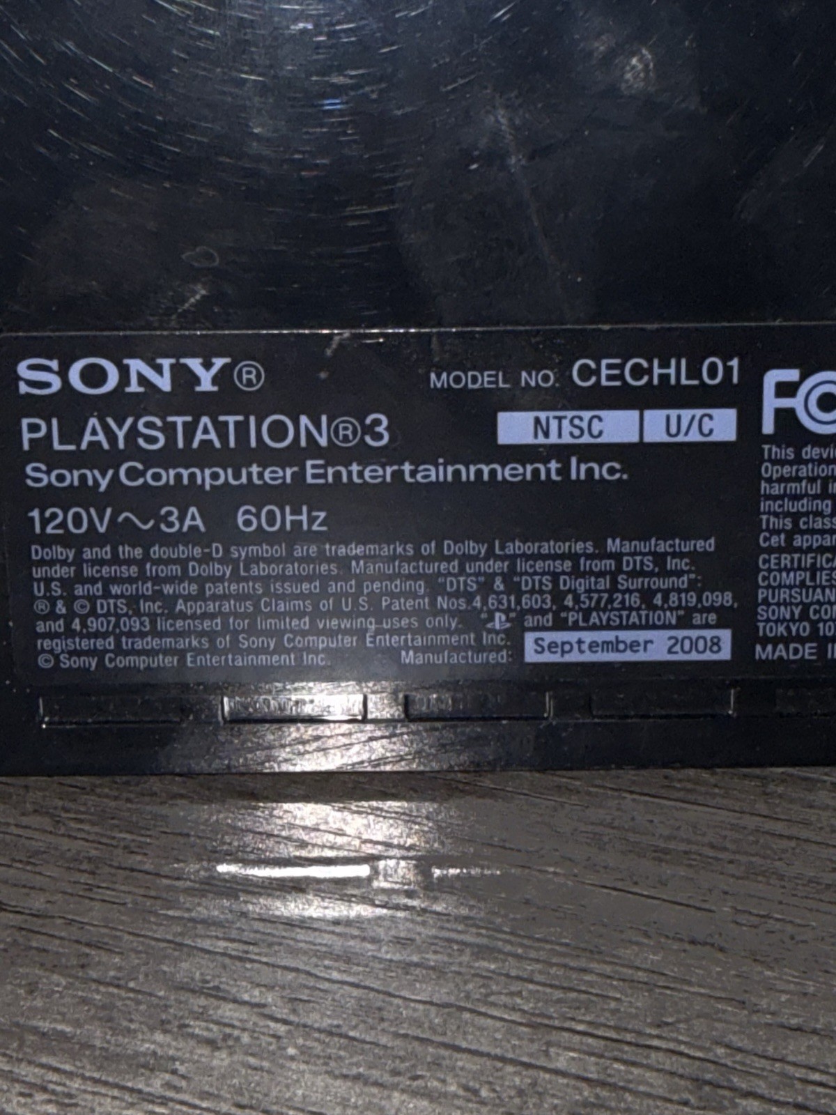 Sony PlayStation 3 CECHL01 74GB Black Console NTSC Wi-Fi Blu-Ray Internet 2008