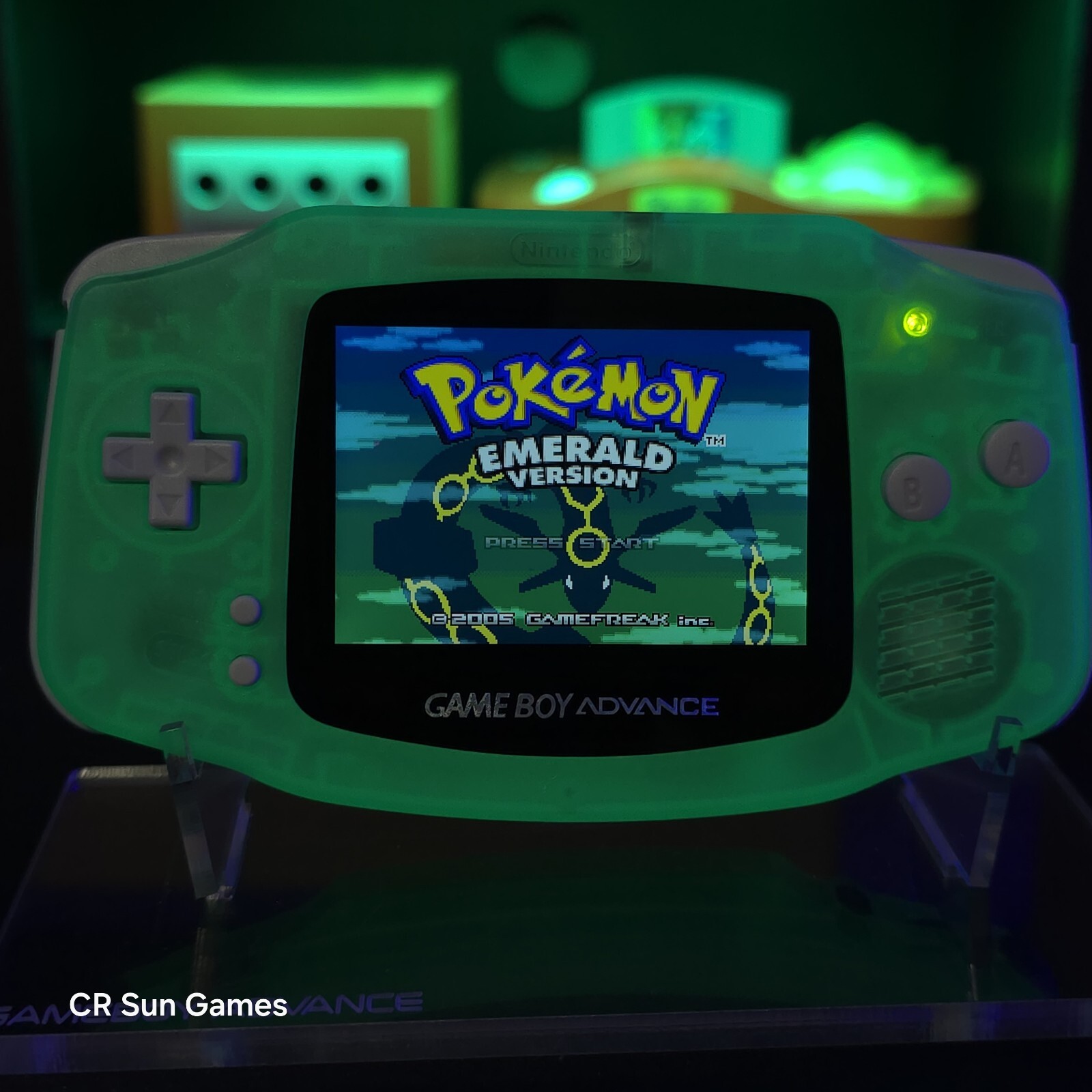 Teal Glow In The Dark GameBoy Advance GBA Console with iPS Backlight LCD MOD