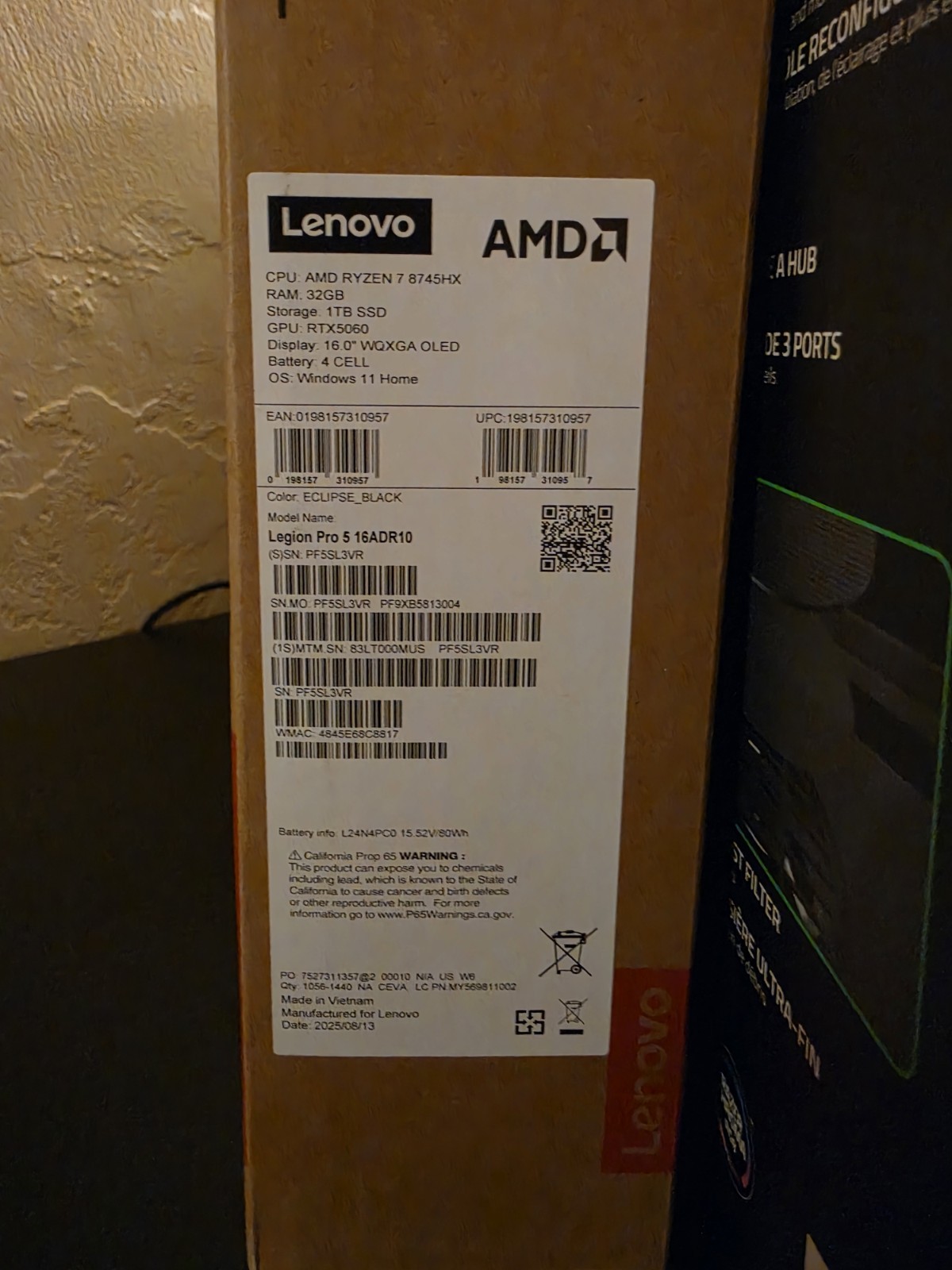 Lenovo Legion Pro 5 gaming laptop with the AMD Ryzen 7 8745HX and Rtx 5060