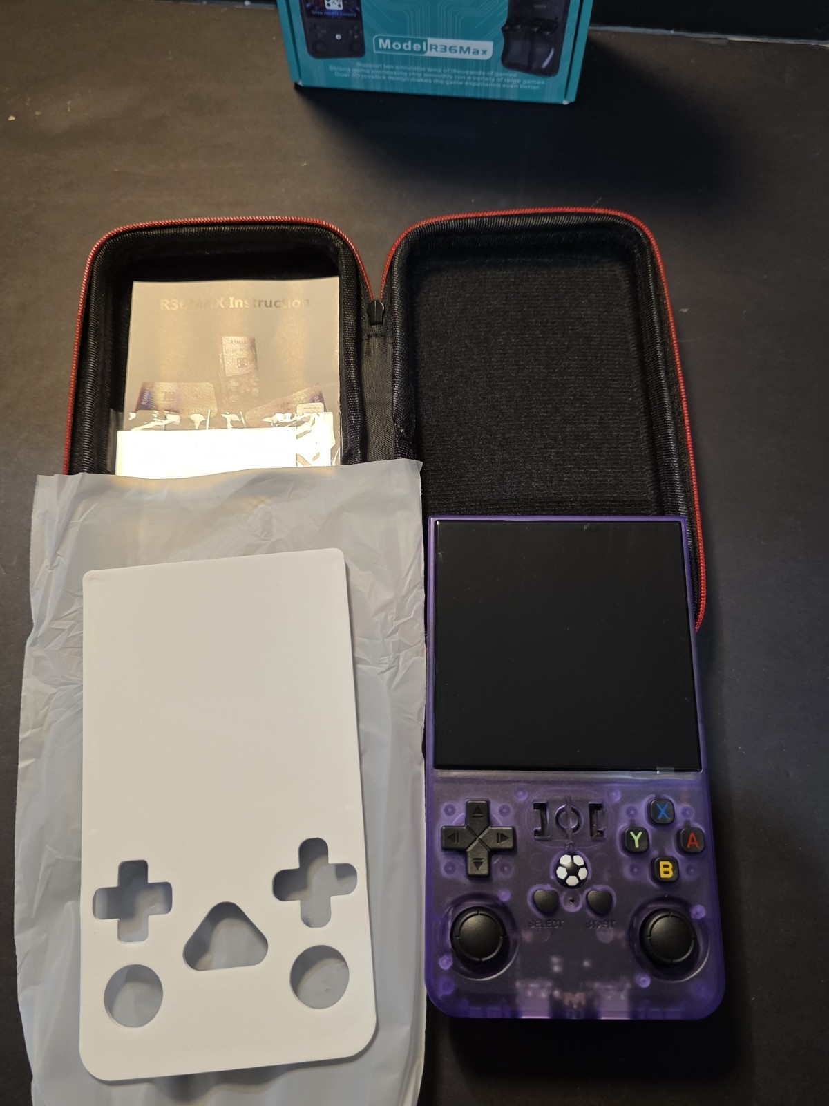 PURPLE R36 Max Handheld Game Console 3.5 Inch IPS Screen 20000+ Games Video 128G