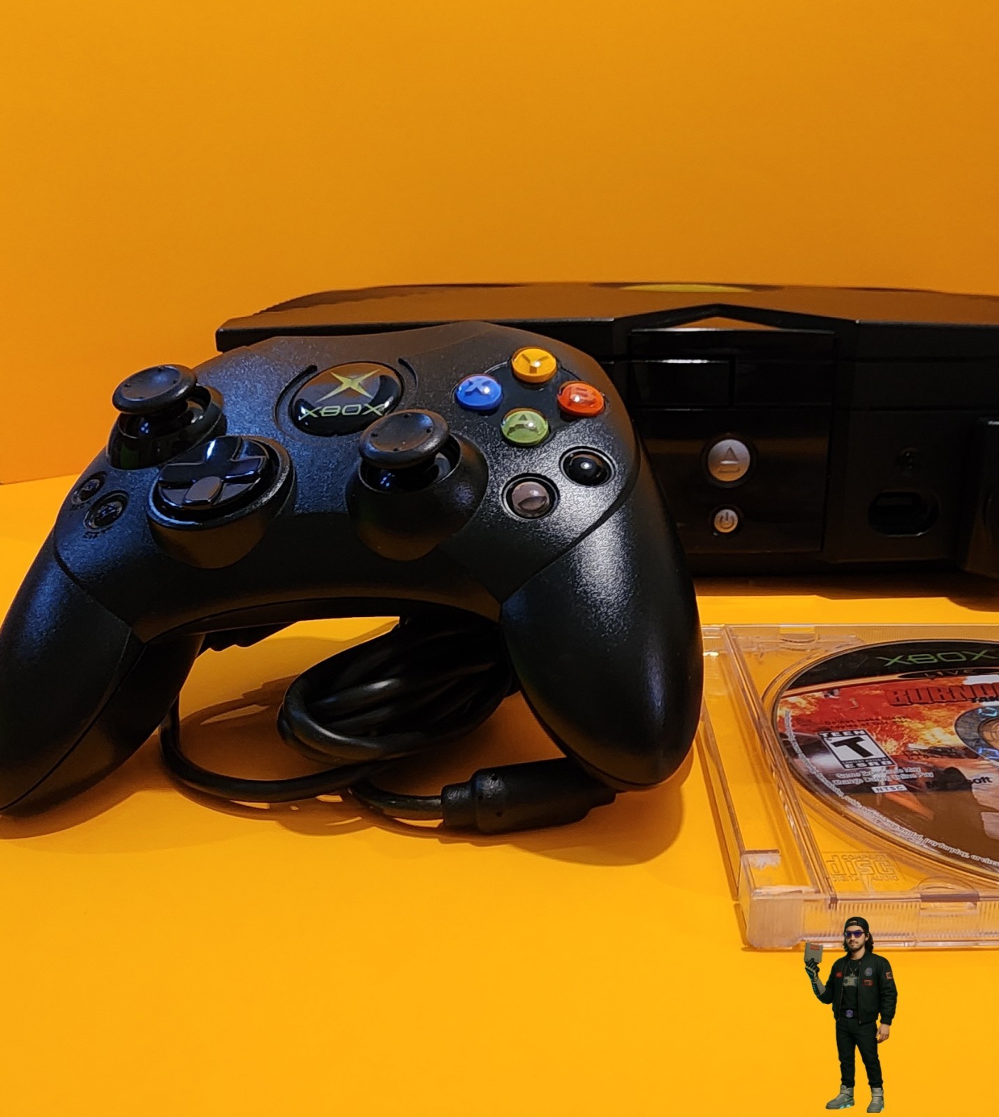 Original Xbox Console Tested DVD Logitech Wireless Adapter Controller Burnout 3