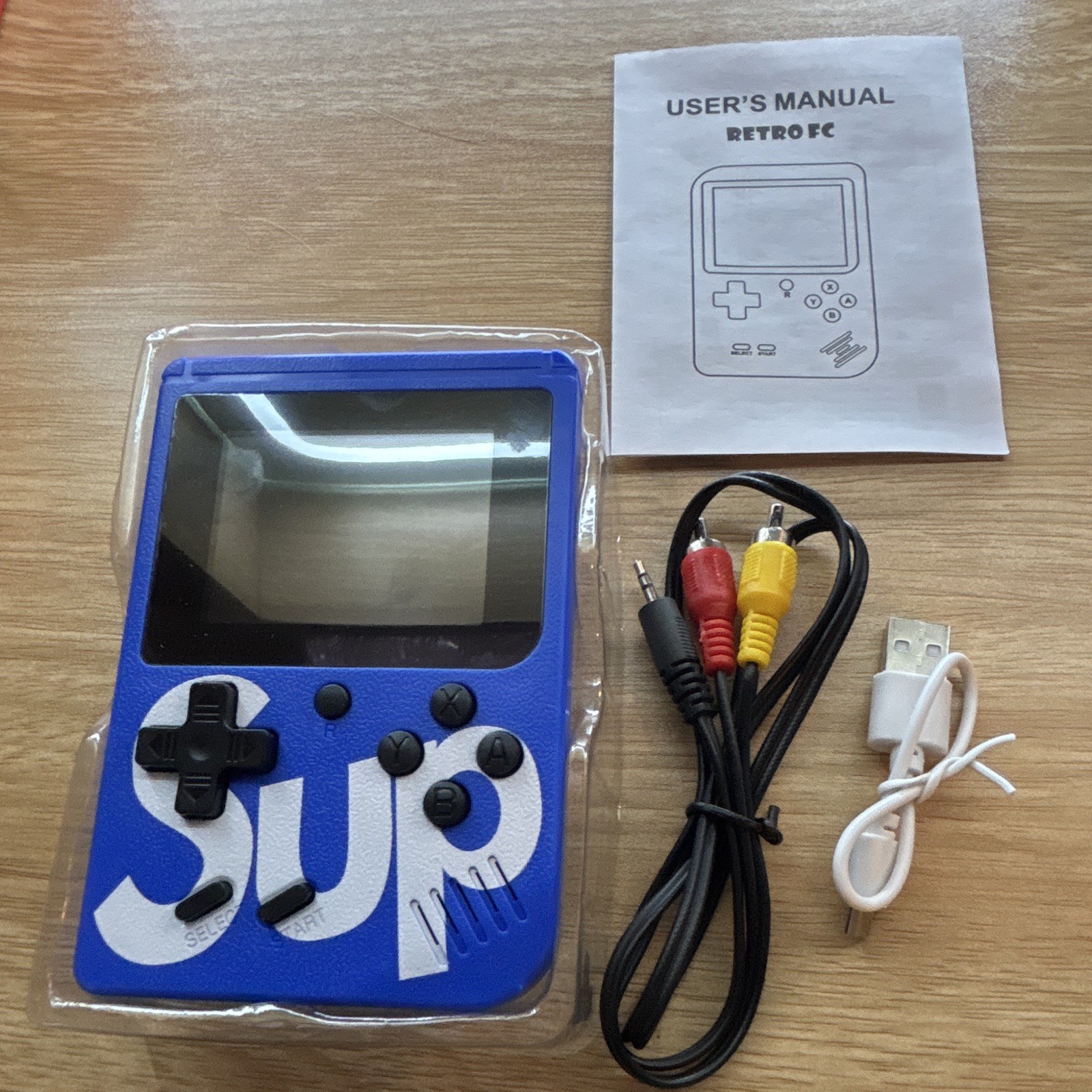 Retro FC Handheld System Blue/White TV Output USB-A Composite RCA AV USB Manual
