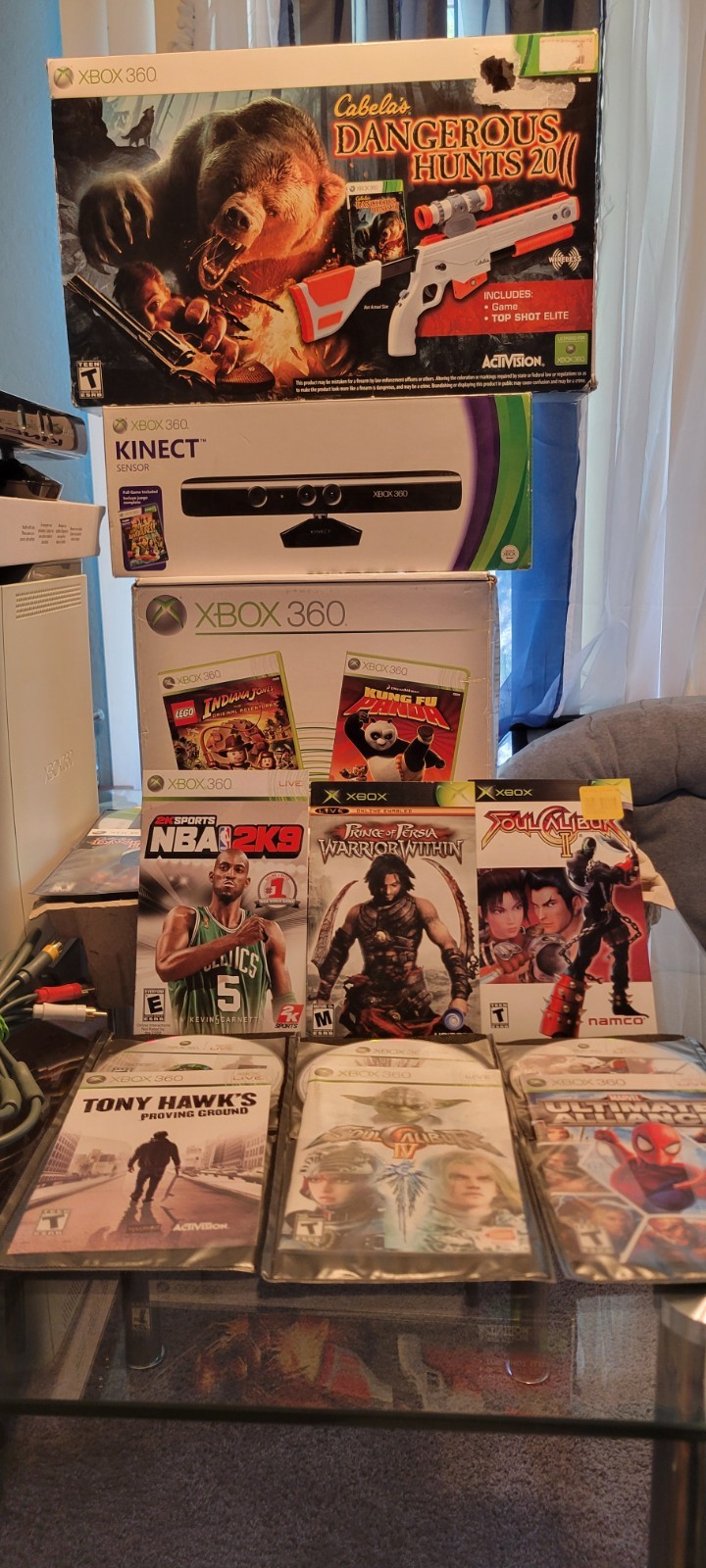 Xbox 360 Pro console 60 GB ,bundled : Kinect Camera,Cabela’s Dangerous Hunts