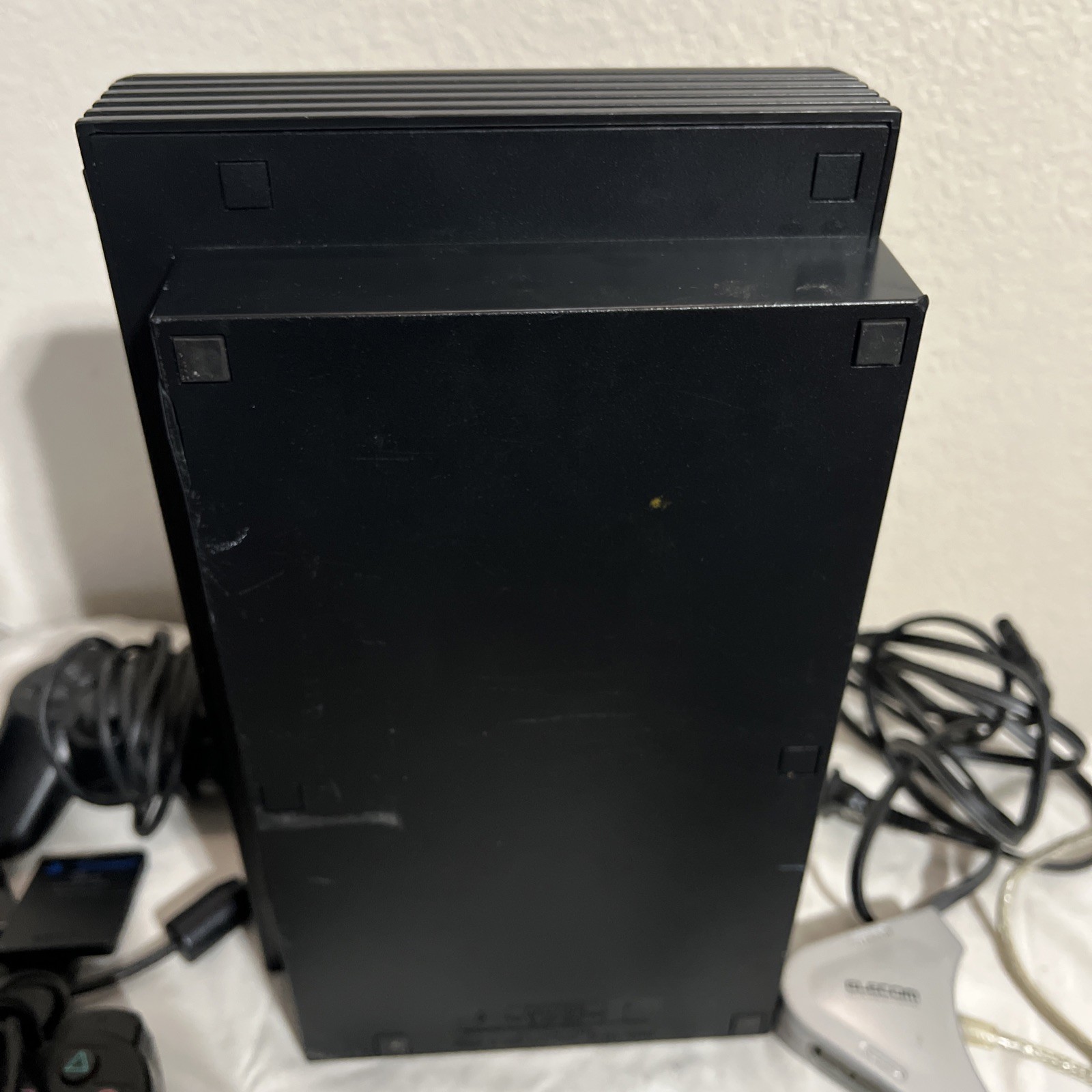 Sony PlayStation 2 PS2 Fat Console 2 Controllers,Memory Card Cords, error disc.