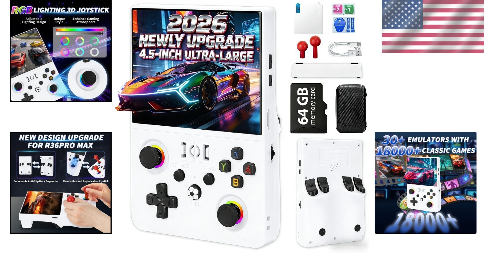 Portable R36MAX II Game Console – 64GB, 4000mAh Battery, Ultimate Gaming Gift
