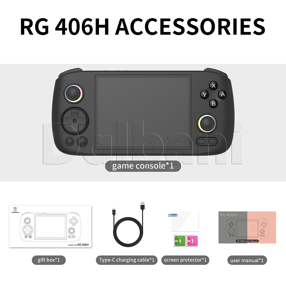 RG 406H Black Anbernic Retro Handheld Game Console RG406H 4-inch IPS screen