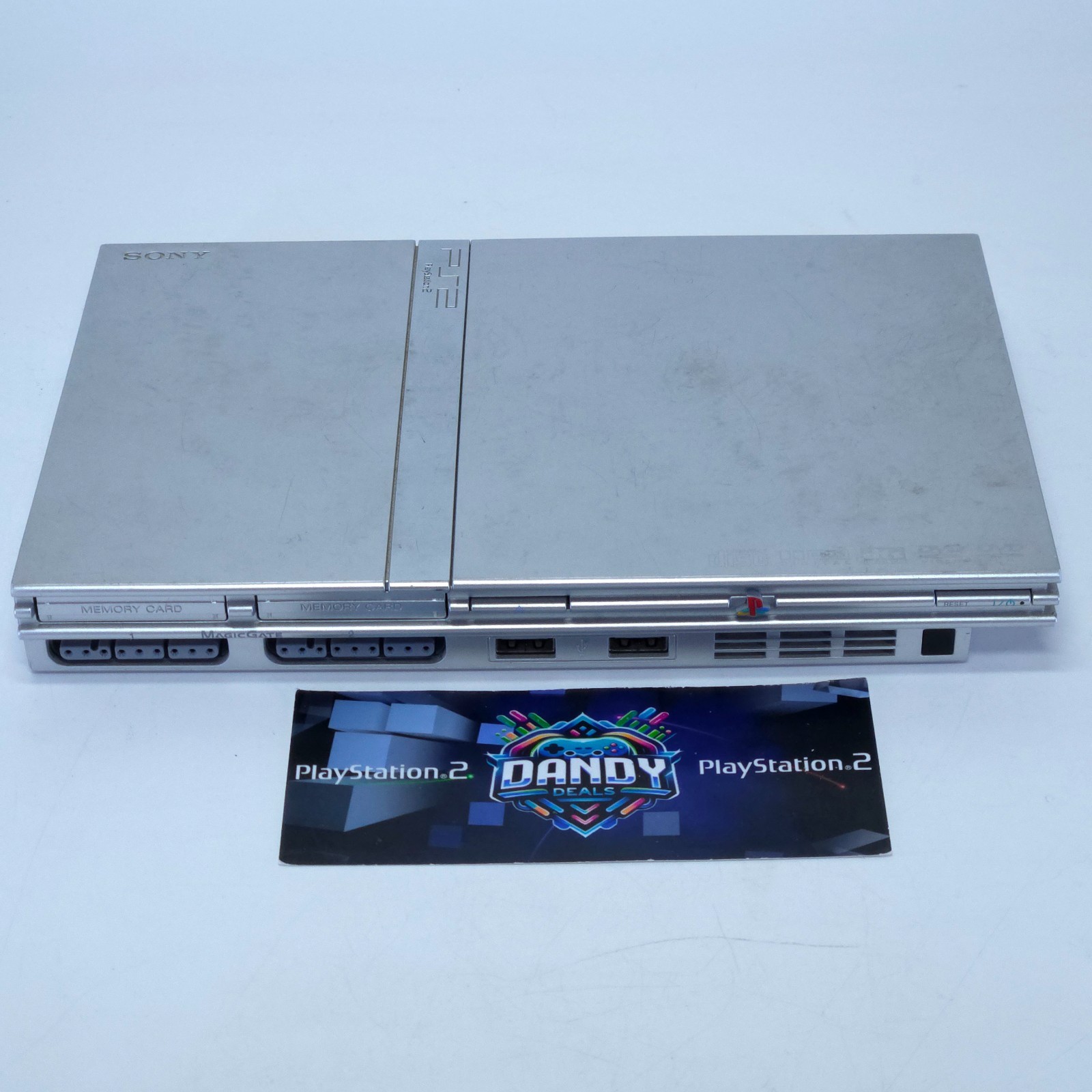 PS2 Console Slim Playstation 2 Silver System W/ Controller + Memory Card